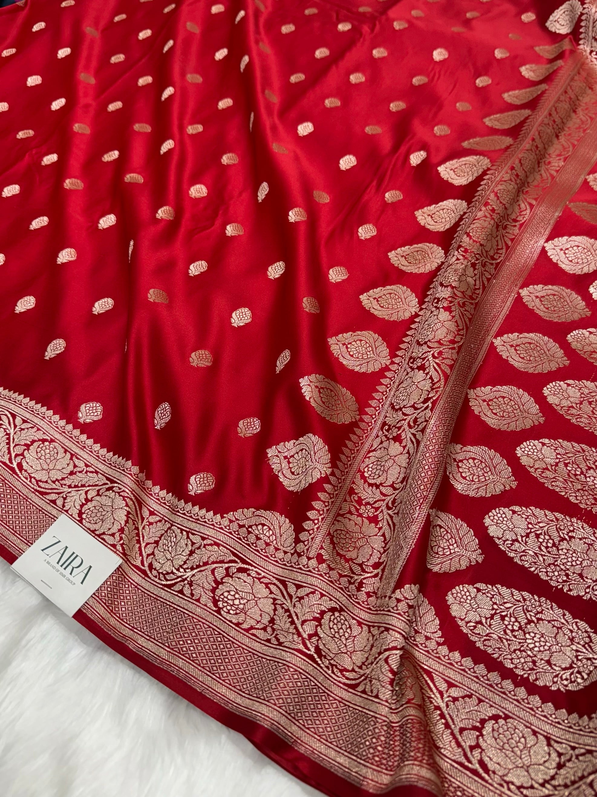 Red Shades Floral Boota Mashru Silk Saree MSM 77