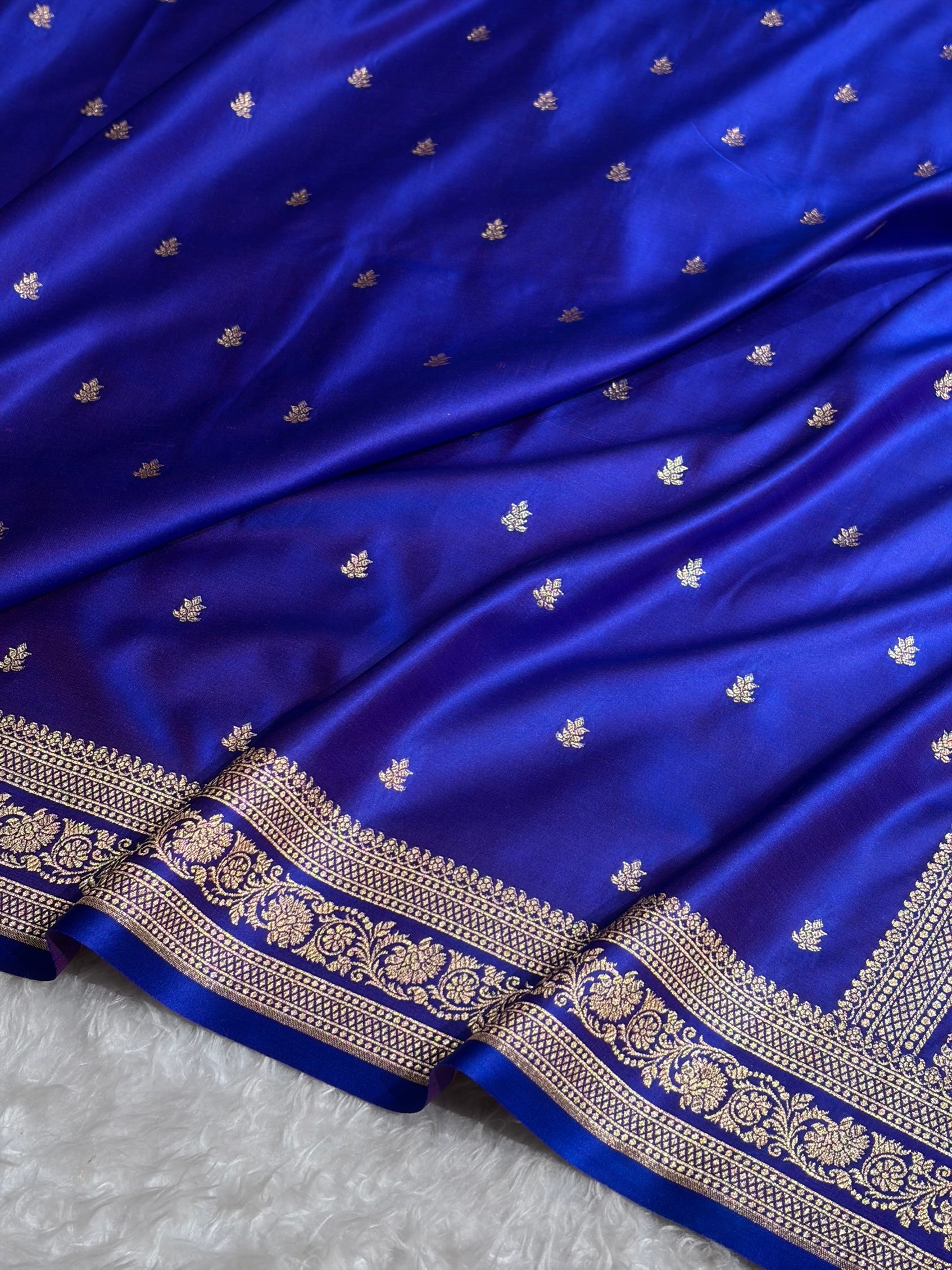 Banarasi Satin Katan Saree With Booti Pattern in Royal Purple Shades SK125