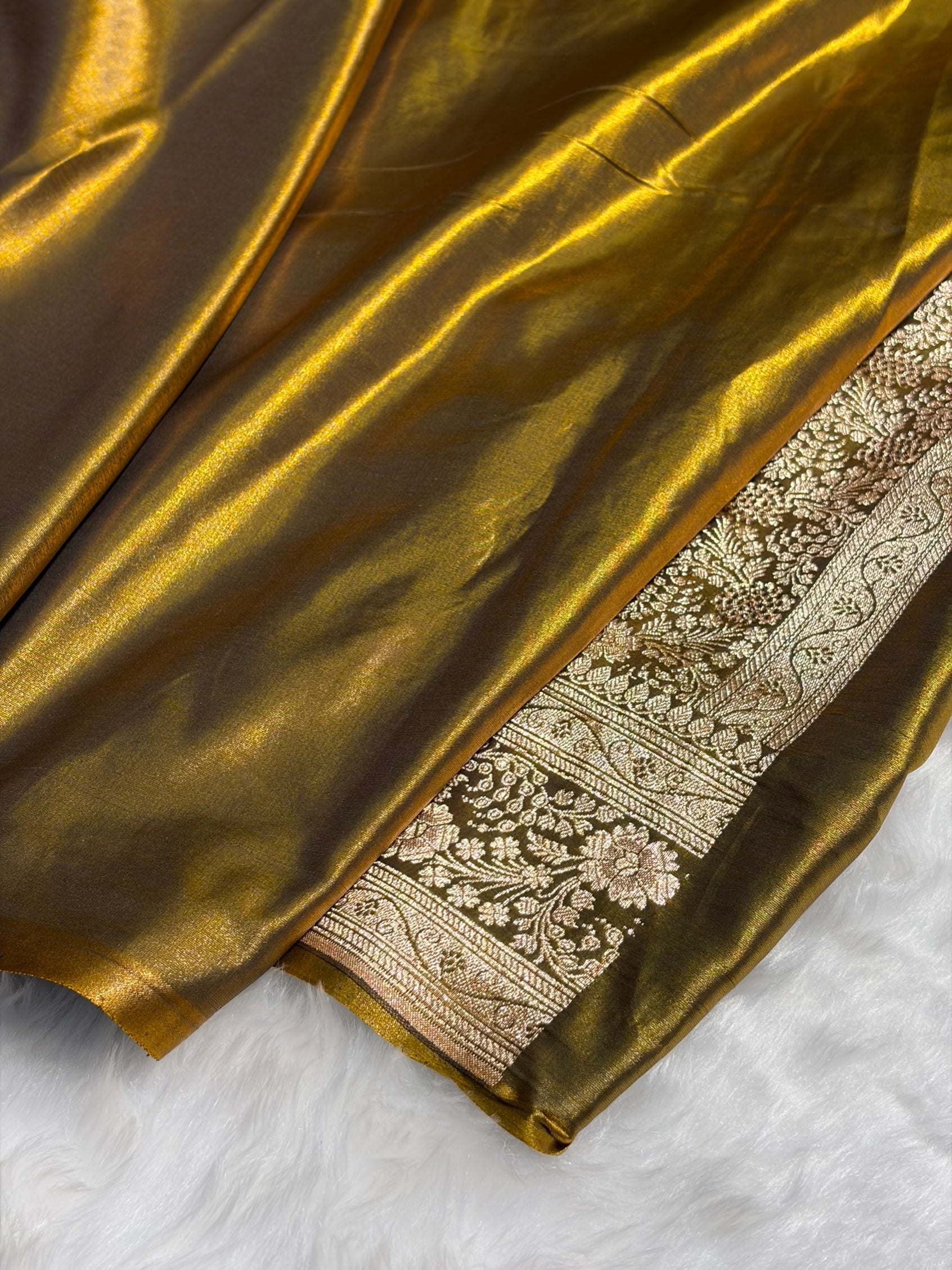 Light Weight Mehendi Satin Silk Saree with Swarovski work BSS14
