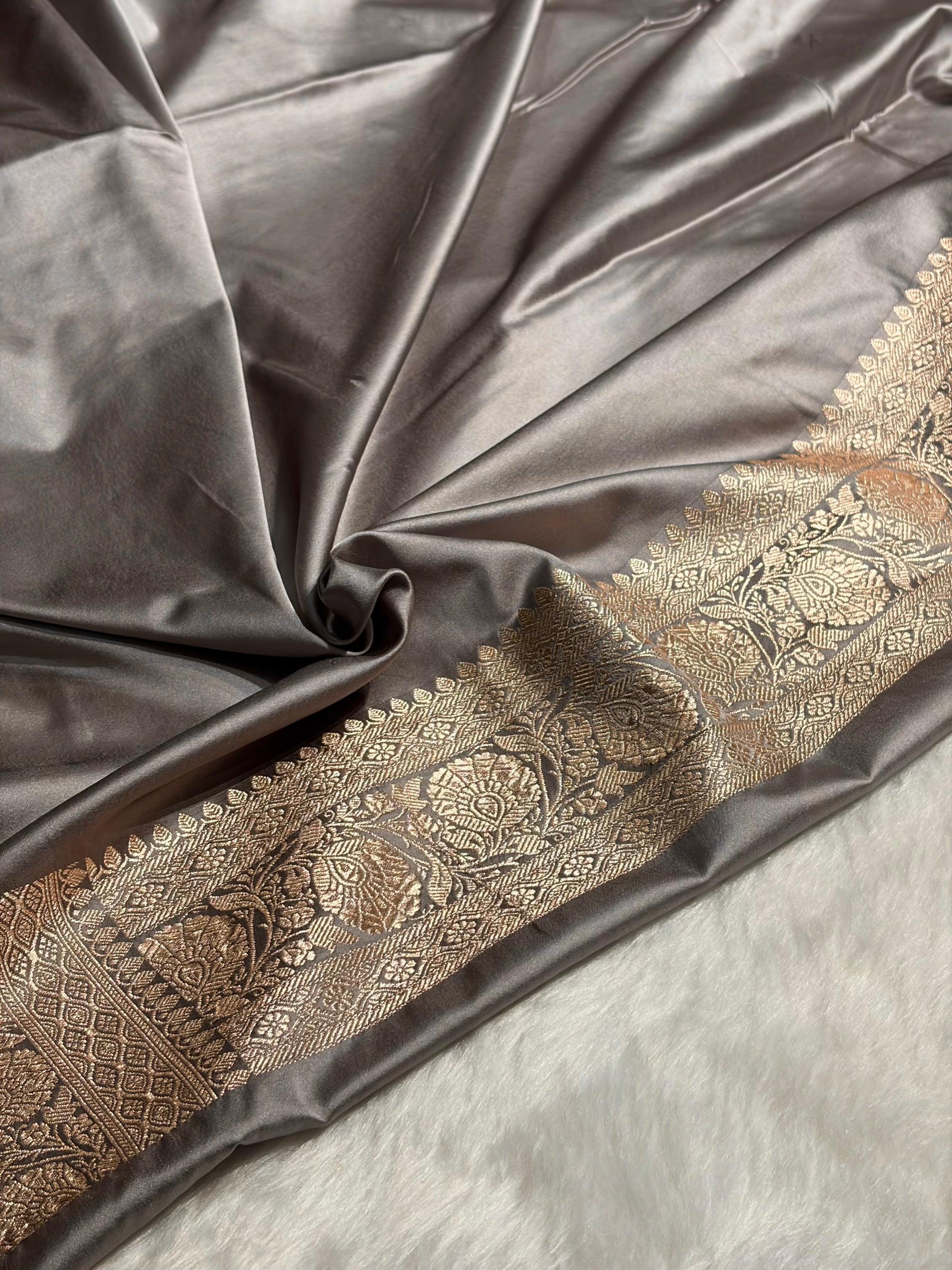 Dusty Gray Shades Booti Mashru Satin Booti  MS05