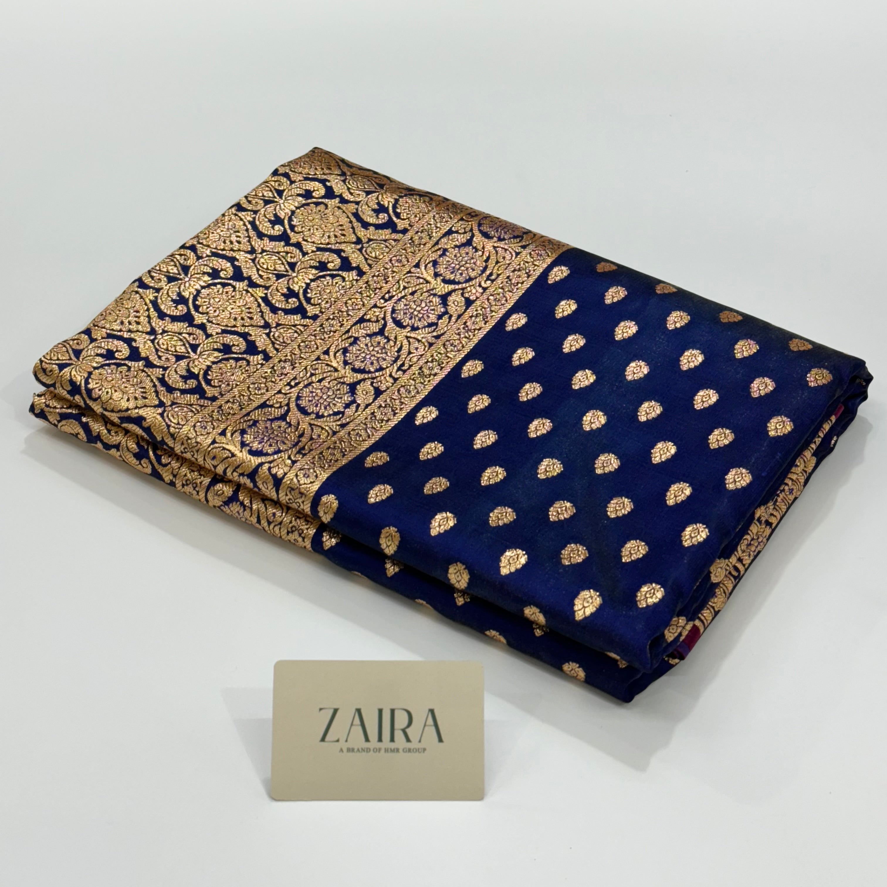 Satin Silk Booti in Dark Navy Shades