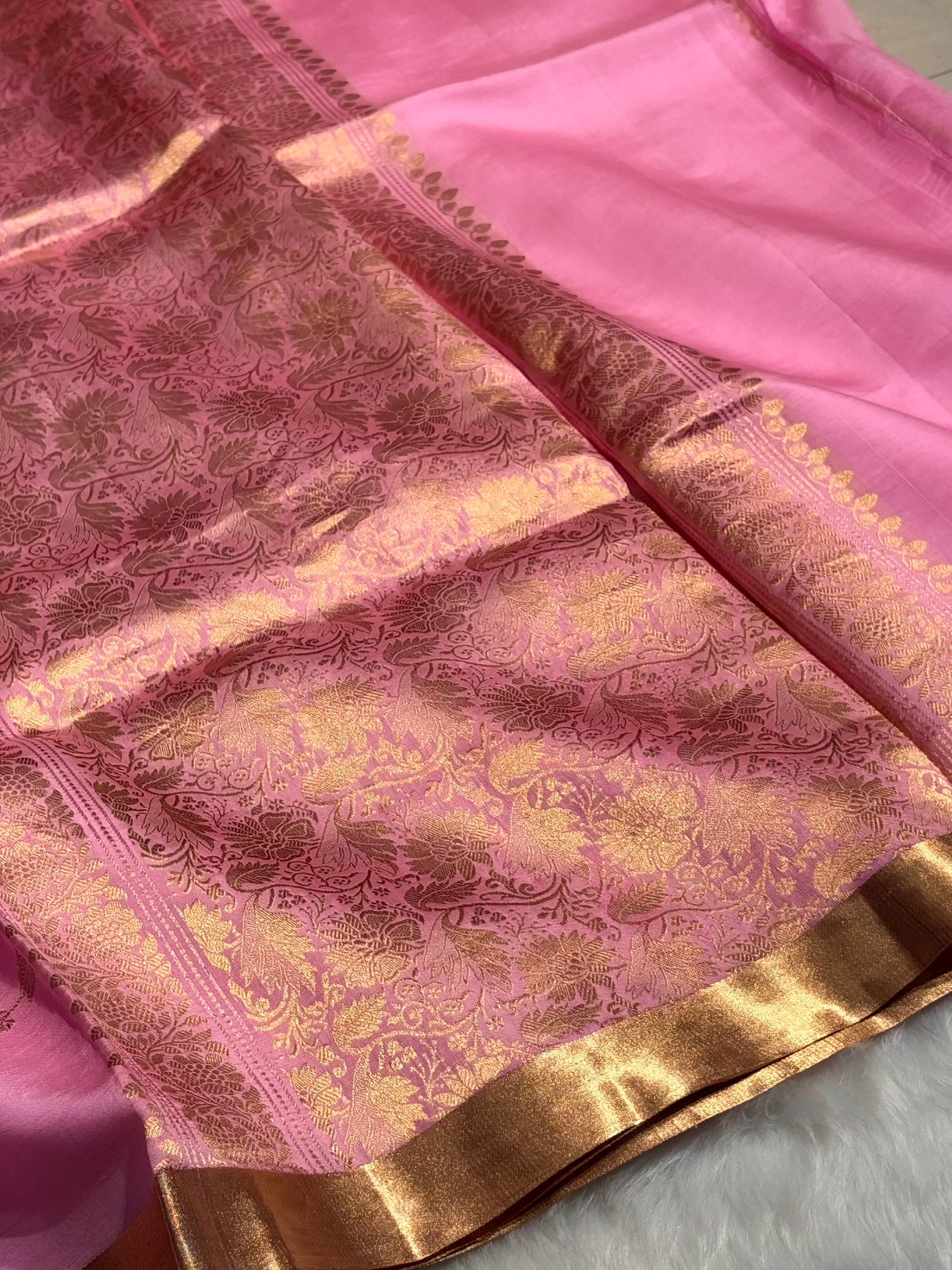 Baby Pink Shades Handwoven Pure Raw Mango Silk RM-39