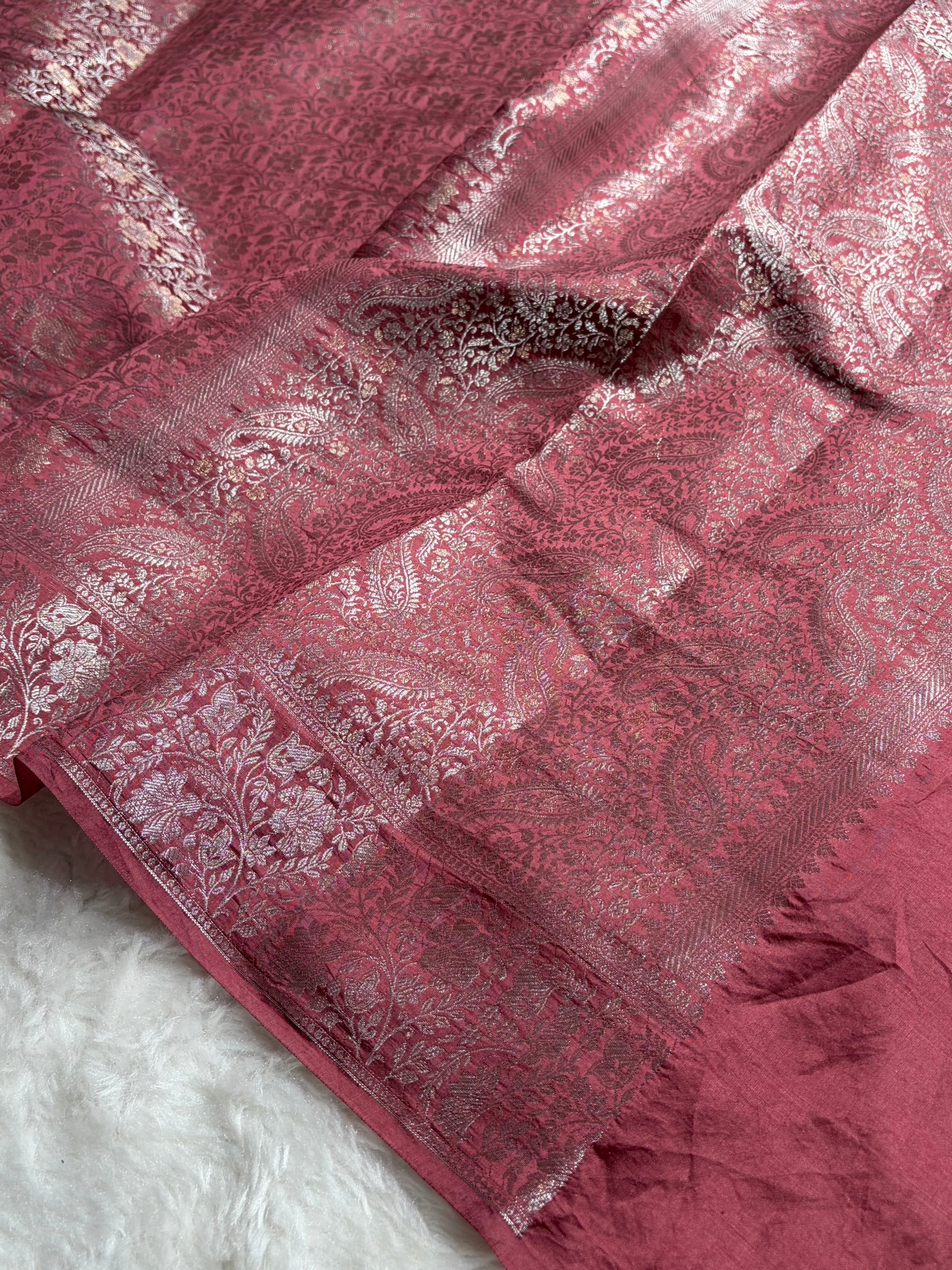 Mauve Shade Flower Boota Pure Caramel Mango Silk Saree CS-17