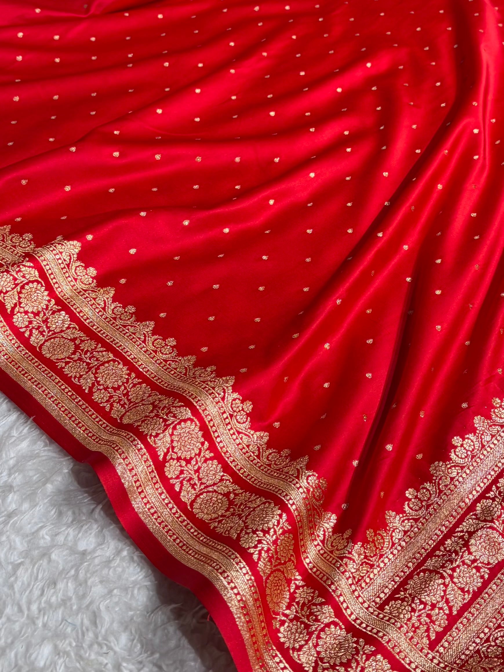 Banarasi Satin Katan Saree in Red Shades SK91
