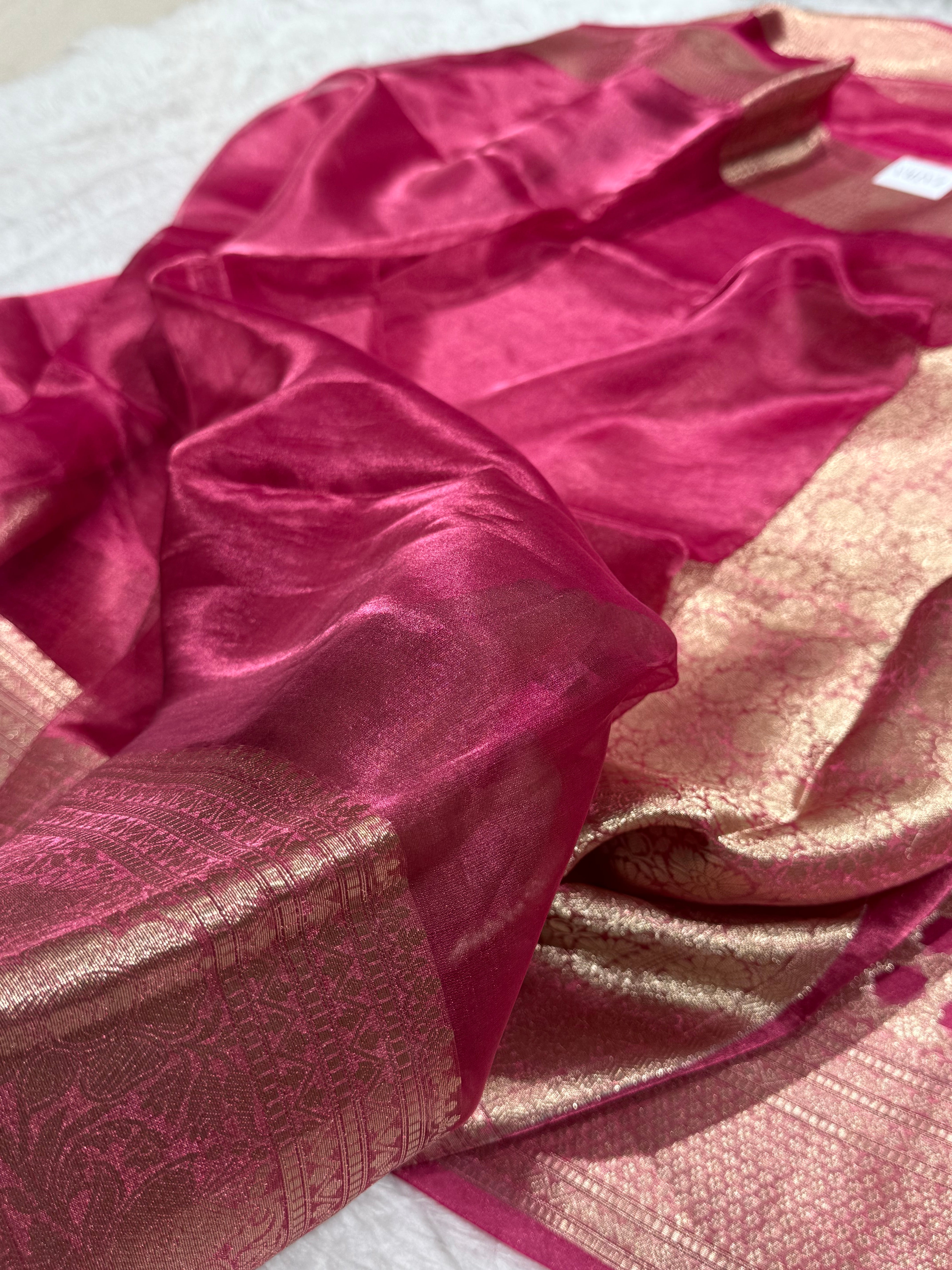 Rani Shades Pure Tissue Silk Saree with Brocade Blouse PT-16