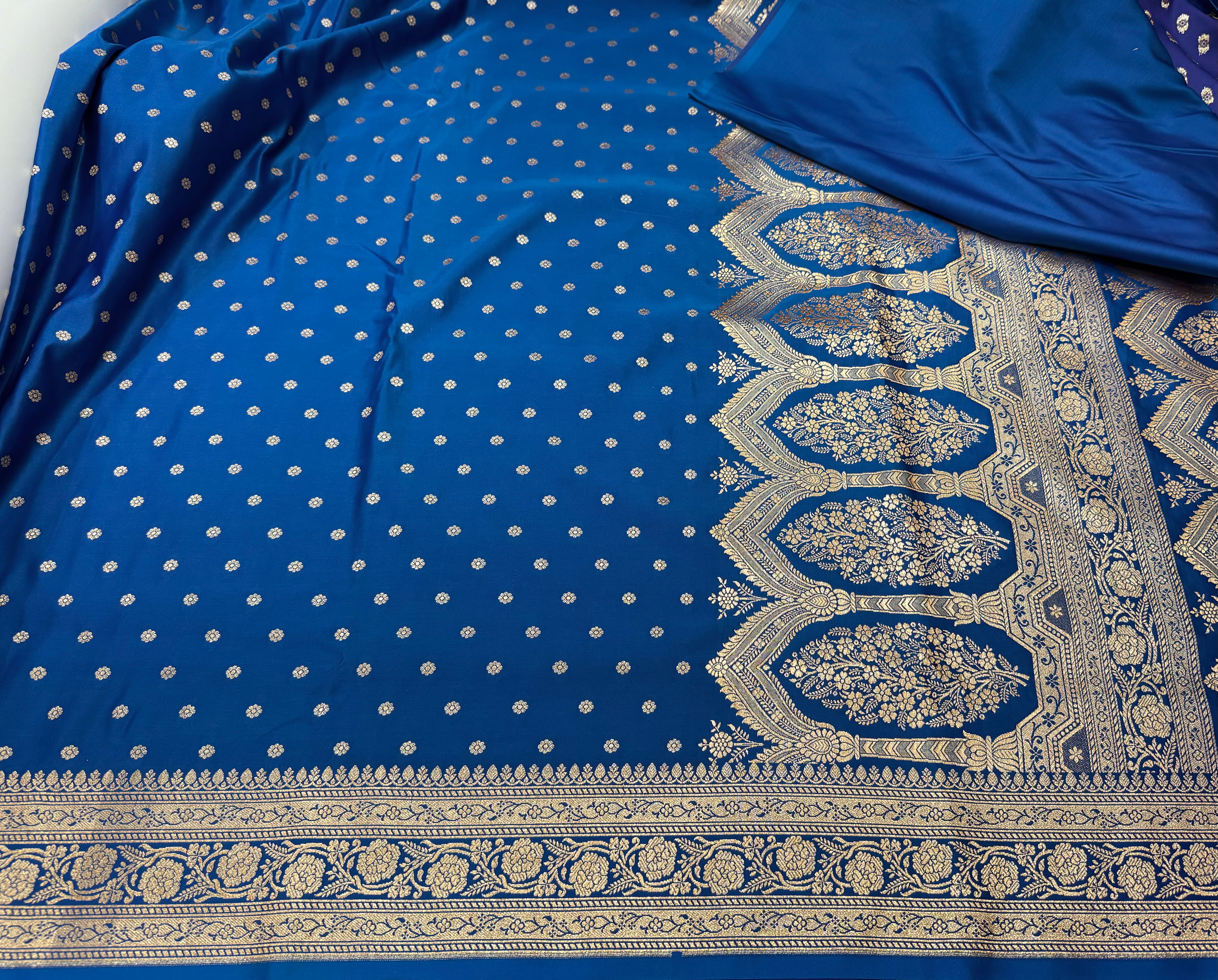 Katan Silk Saree In Blue Shades SK01