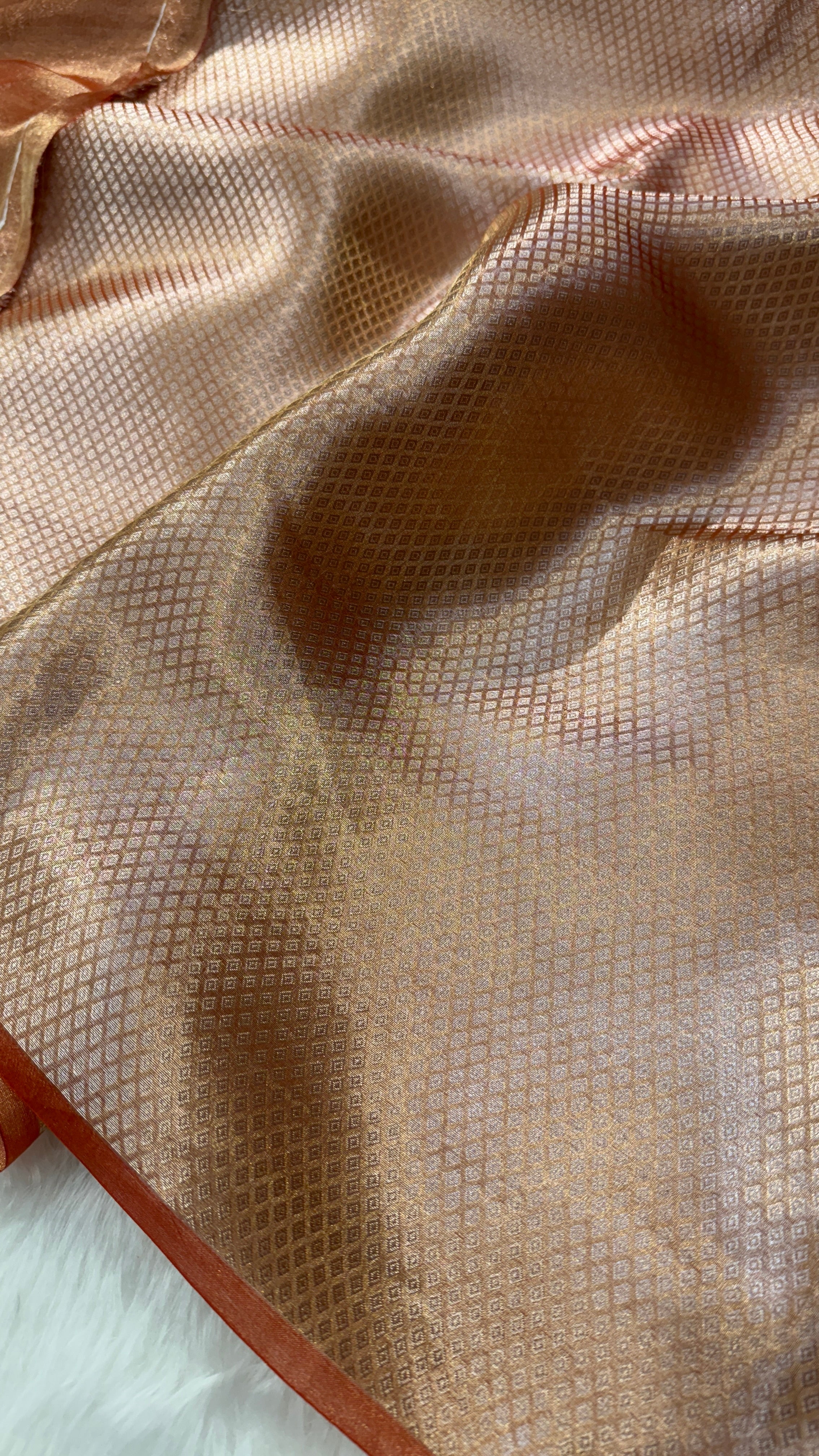 Orange Shade Pure Tissue Silk Saree with Brocade Blouse PT-18