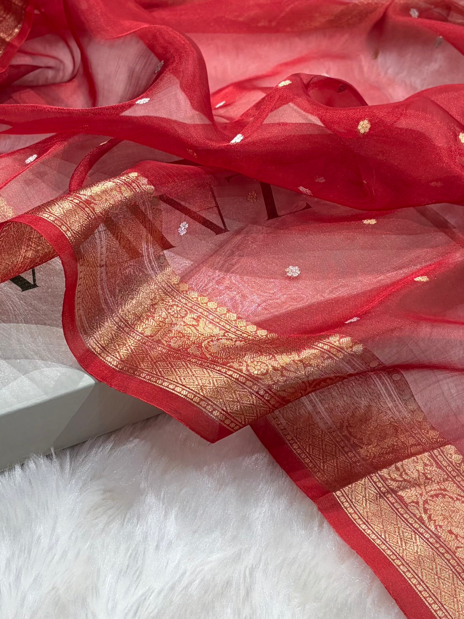 Red Shades Boota Pure Tissue Silk Saree PT-21