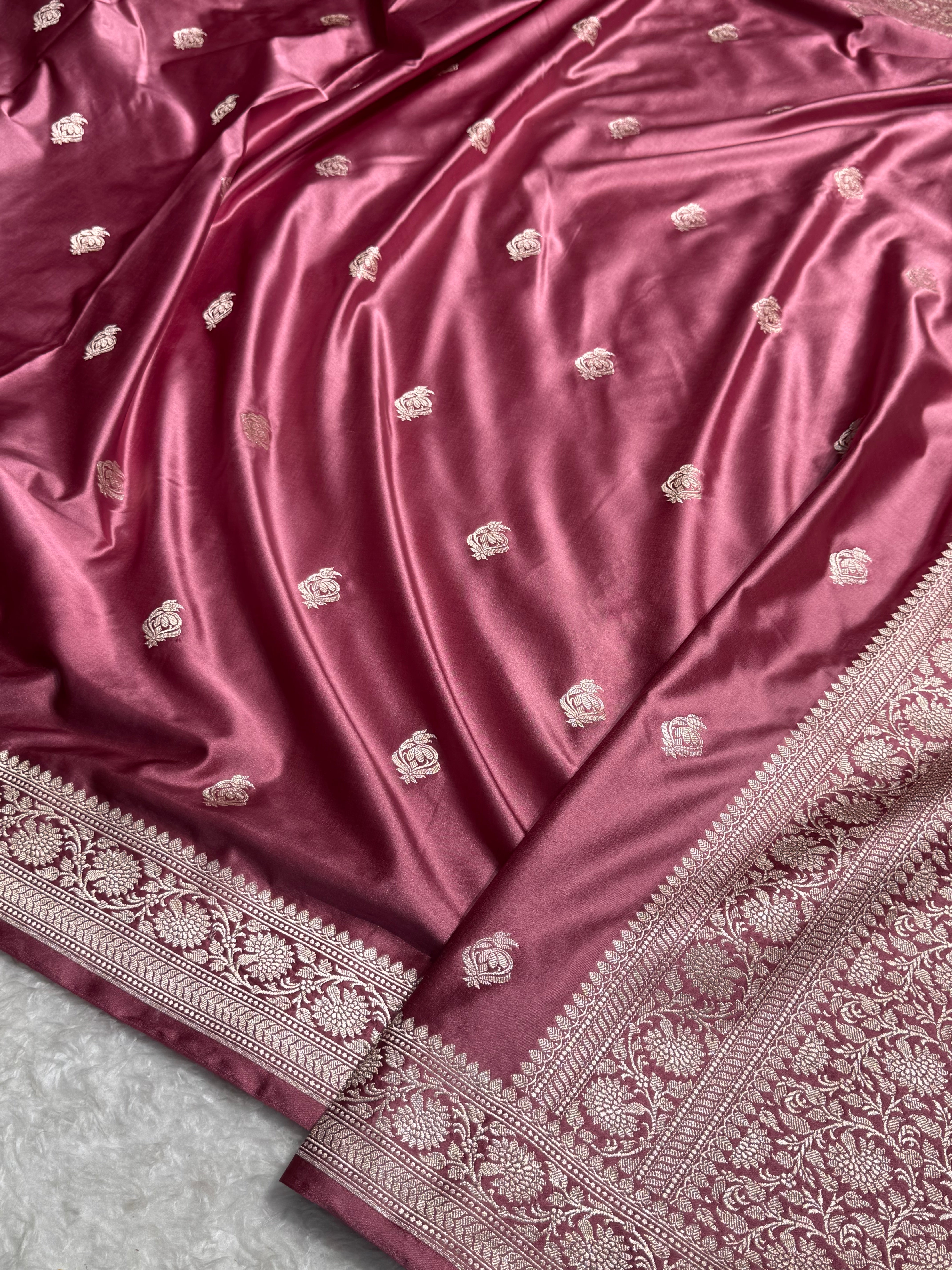 Mauve Copper Pink Boota Mashru Silk Saree