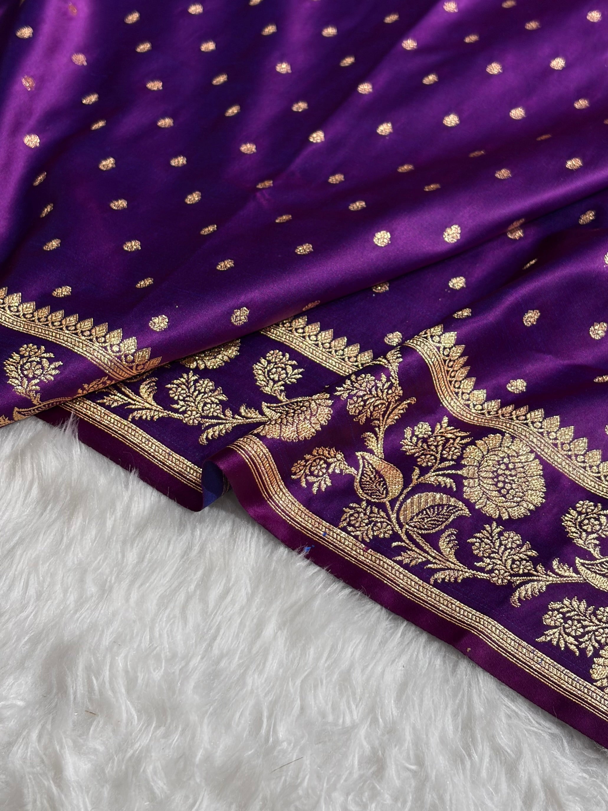 Banarasi Satin Katan Saree With Boota in Purple Shades SK107