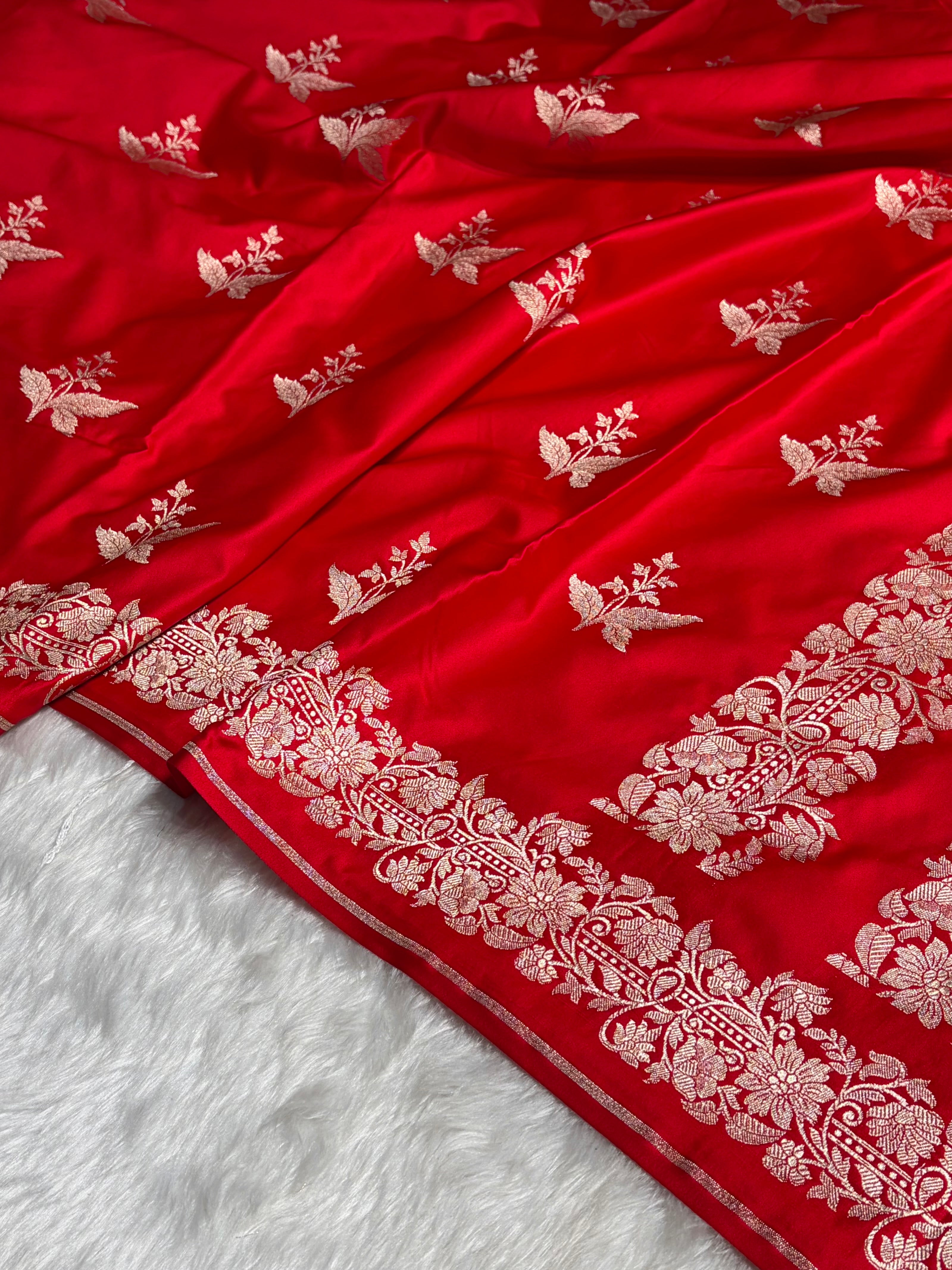 Red Shades Floral Boota Mashru Silk Saree MSM-67