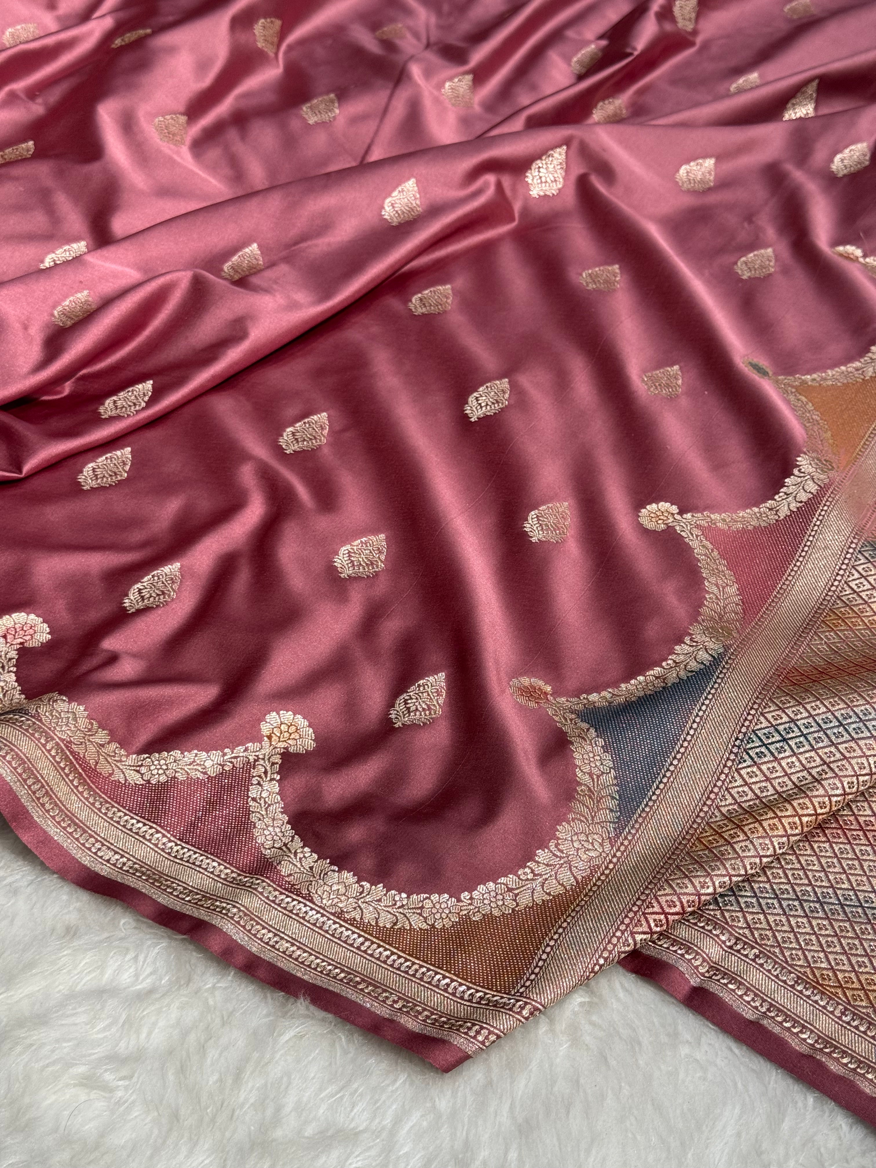 Mauve Scallop Mashru Silk Saree