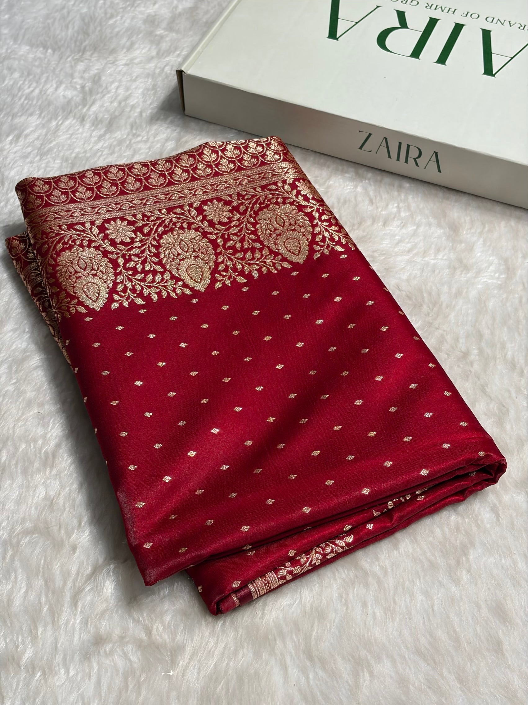 Ultra Light Weight Satin Silk Boota in Maroon Shades SS31