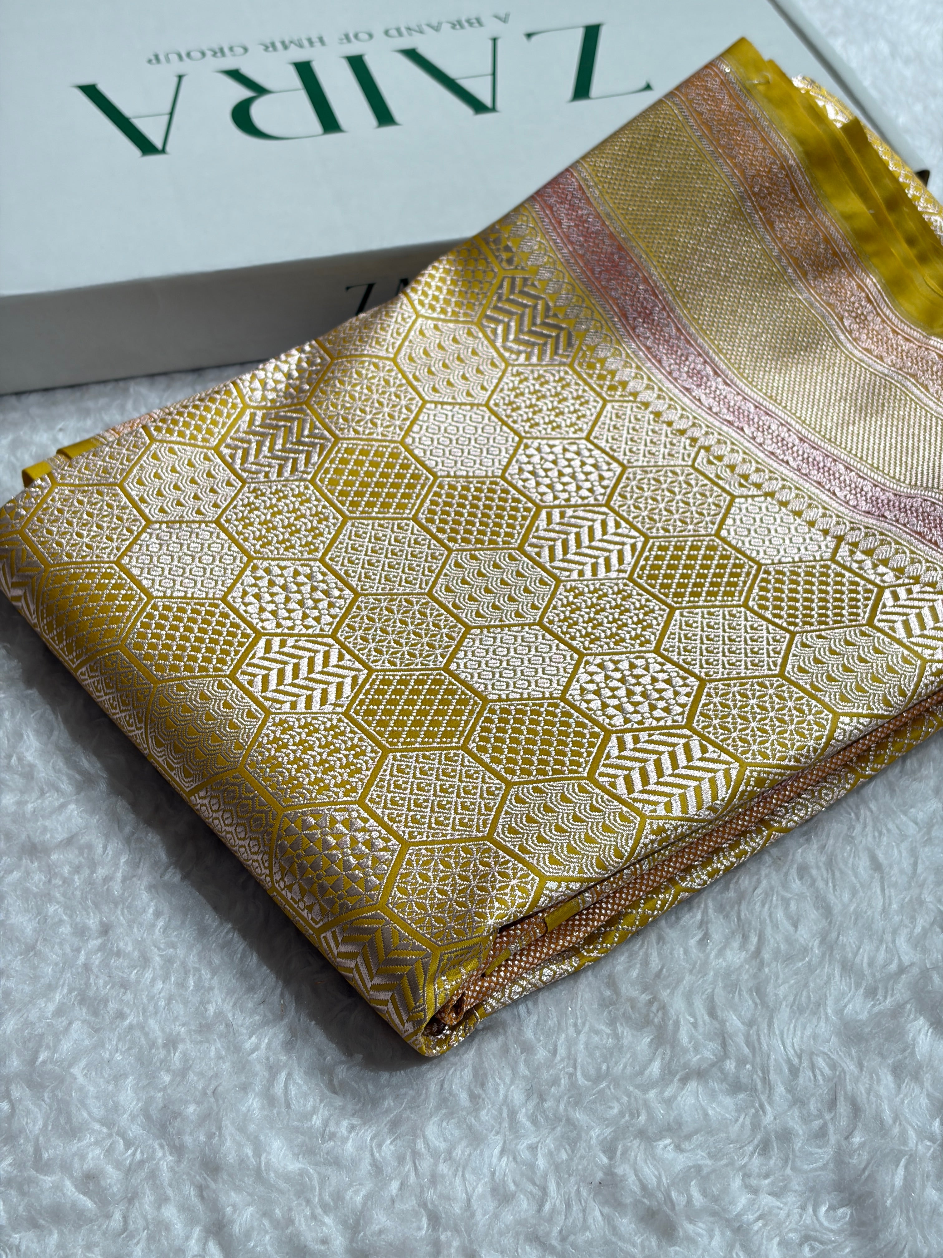 Gold Shades Minakari Brocade Mashru Silk Saree MS85