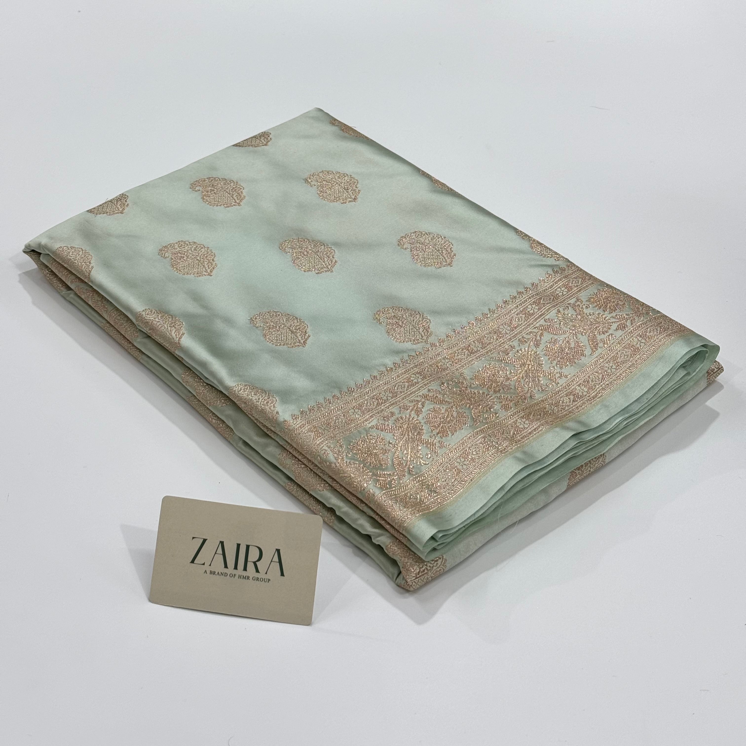 Mashru Silk Saree in Powder Blue Shades.