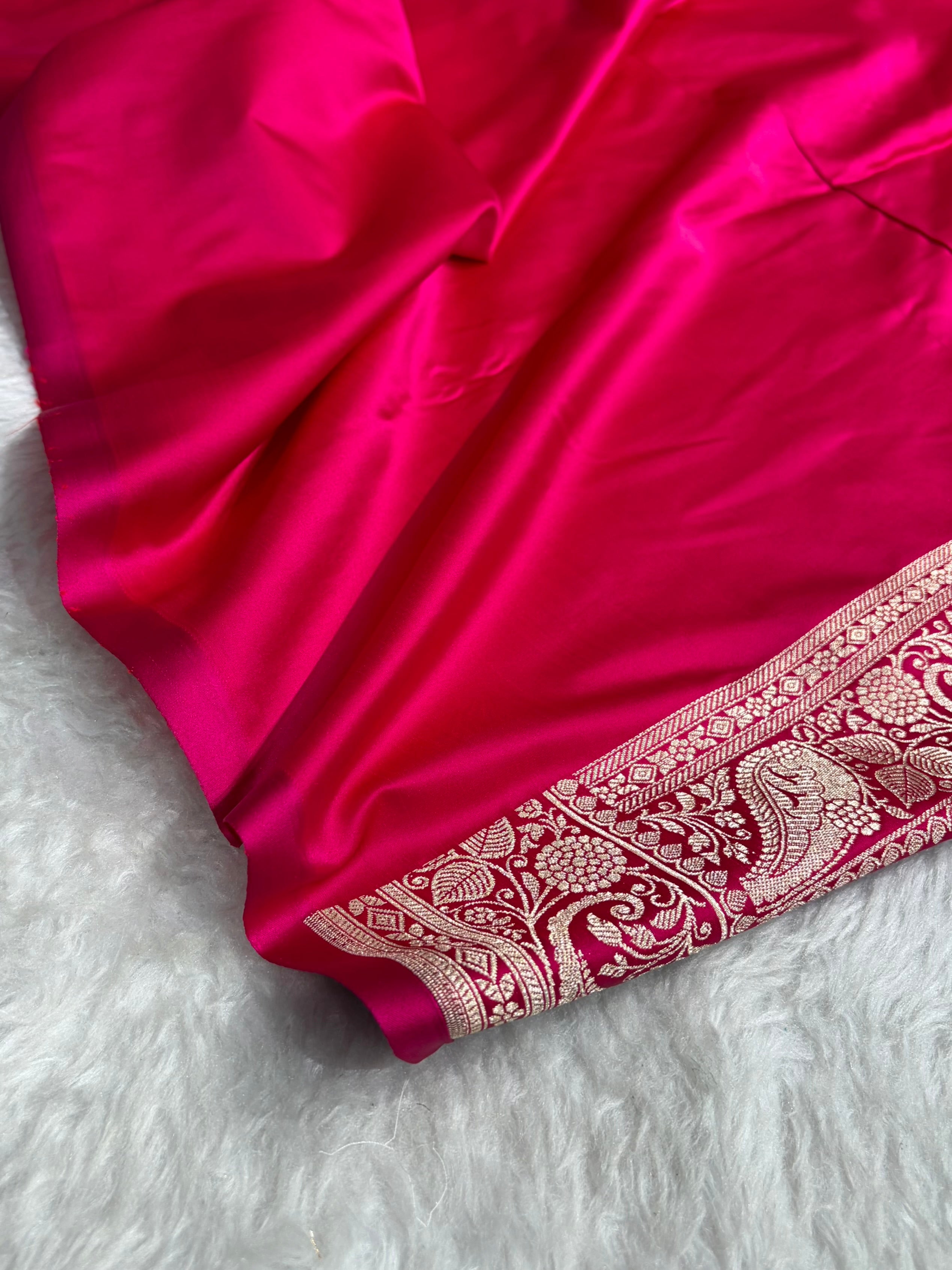 Banarasi Cross Rani Shades Banarasi Boota Pattern Floral Mashru Silk Saree MSM-104