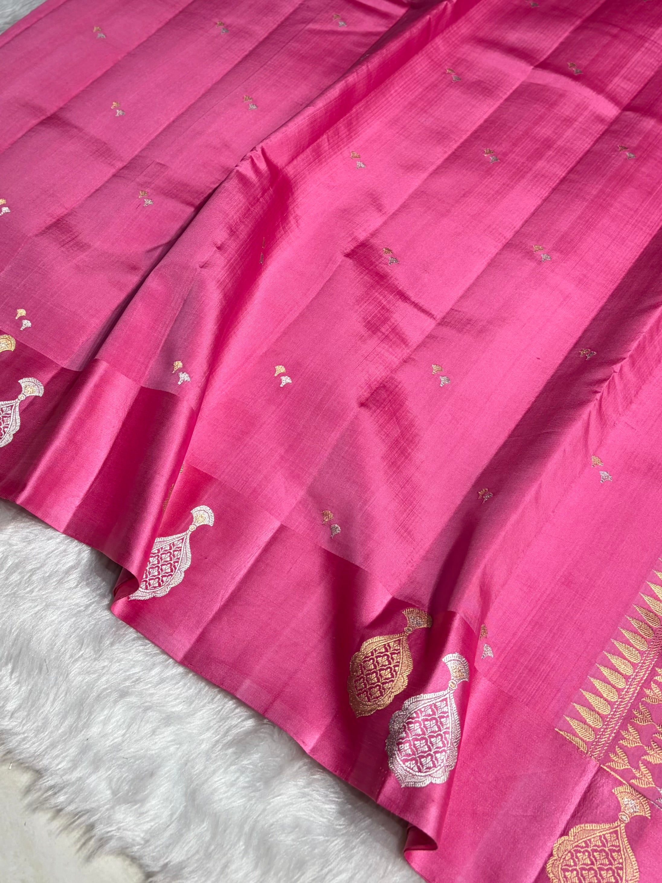 Baby Pink Shades Handwoven Pure Raw Mango Silk RM-60