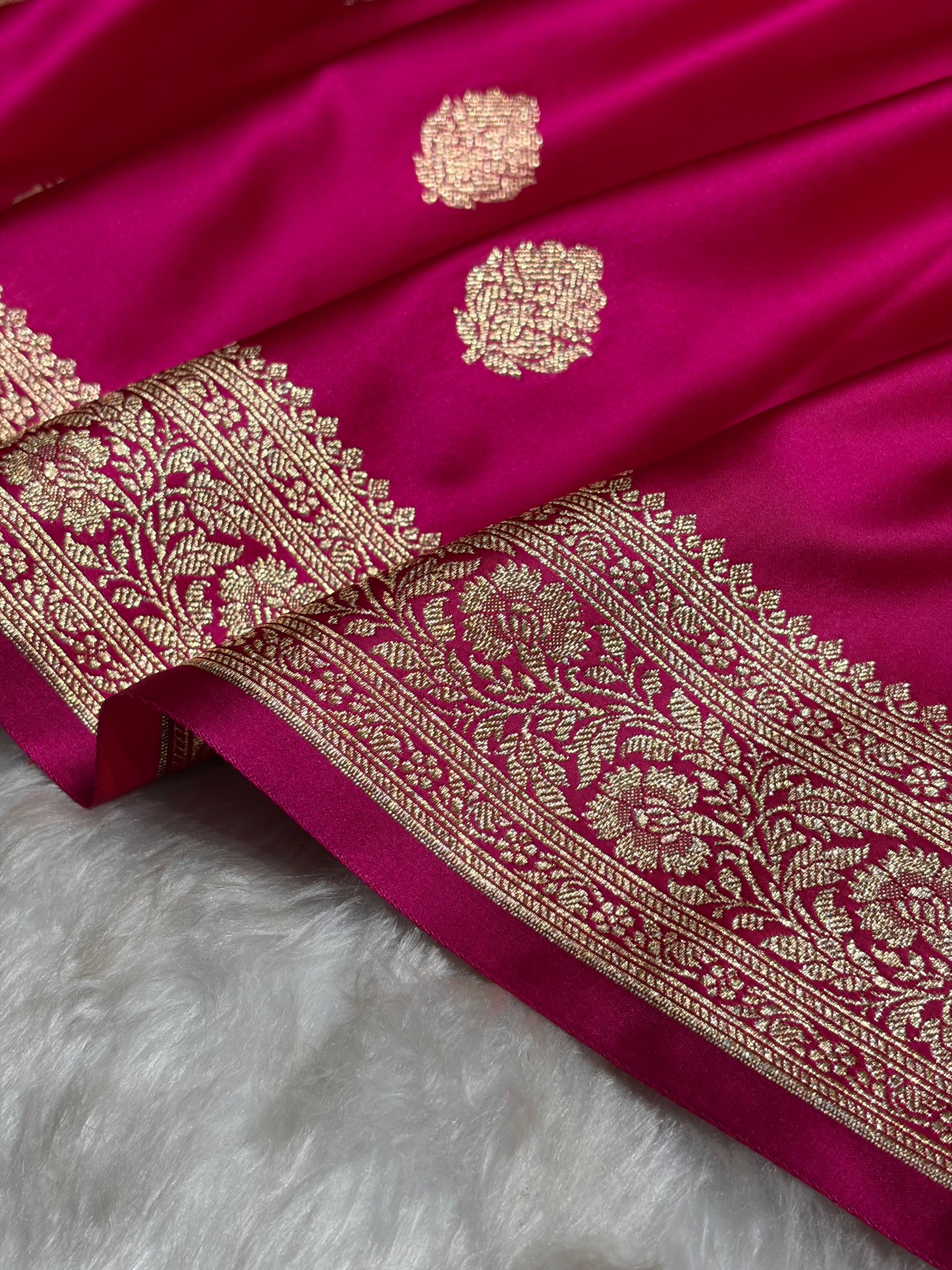 Rani Booti Pattern Satin Katan Silk Saree SK65