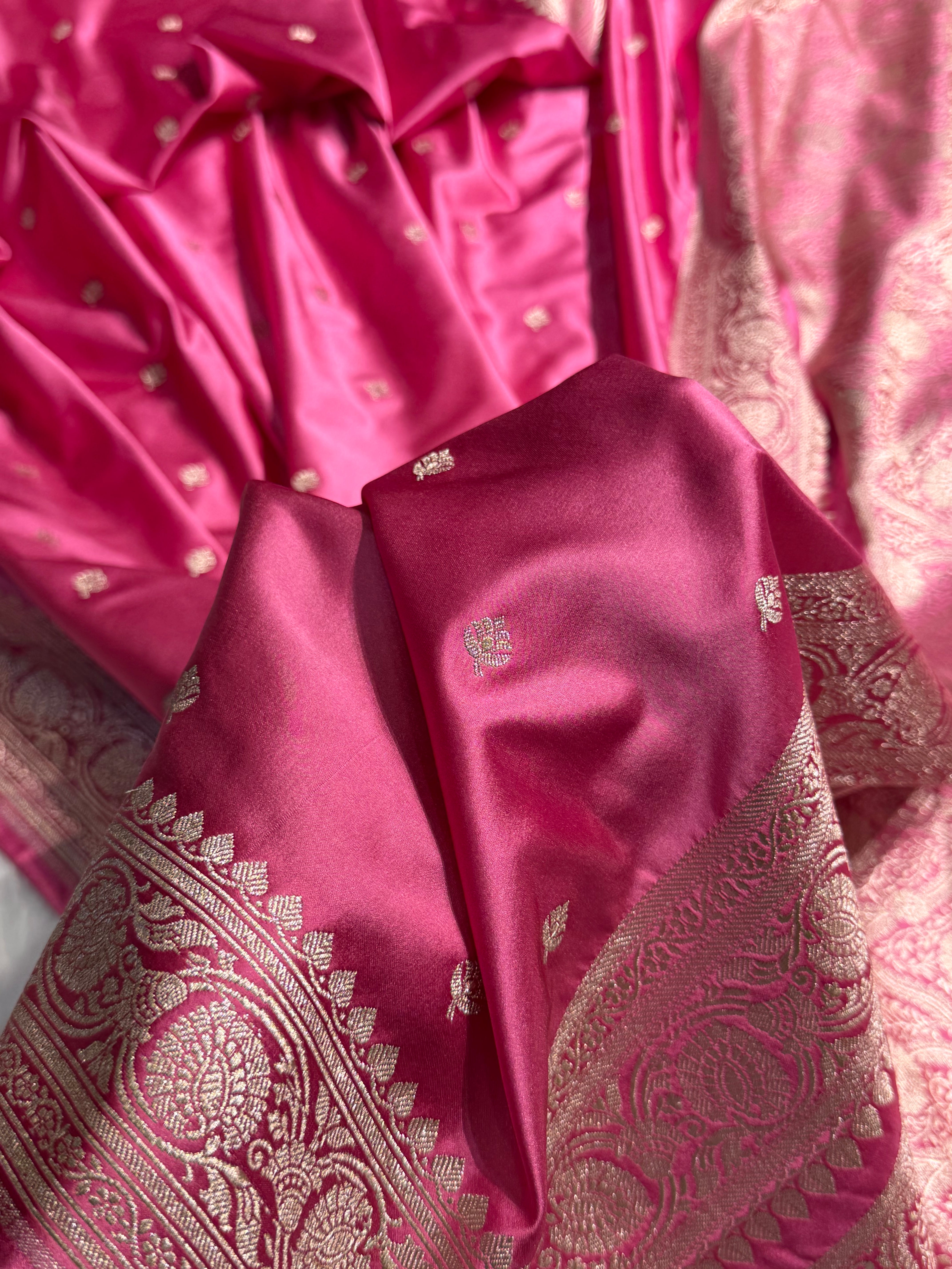 Banarasi Dusty Pink Minakari Booti Mashru Silk Saree MS10