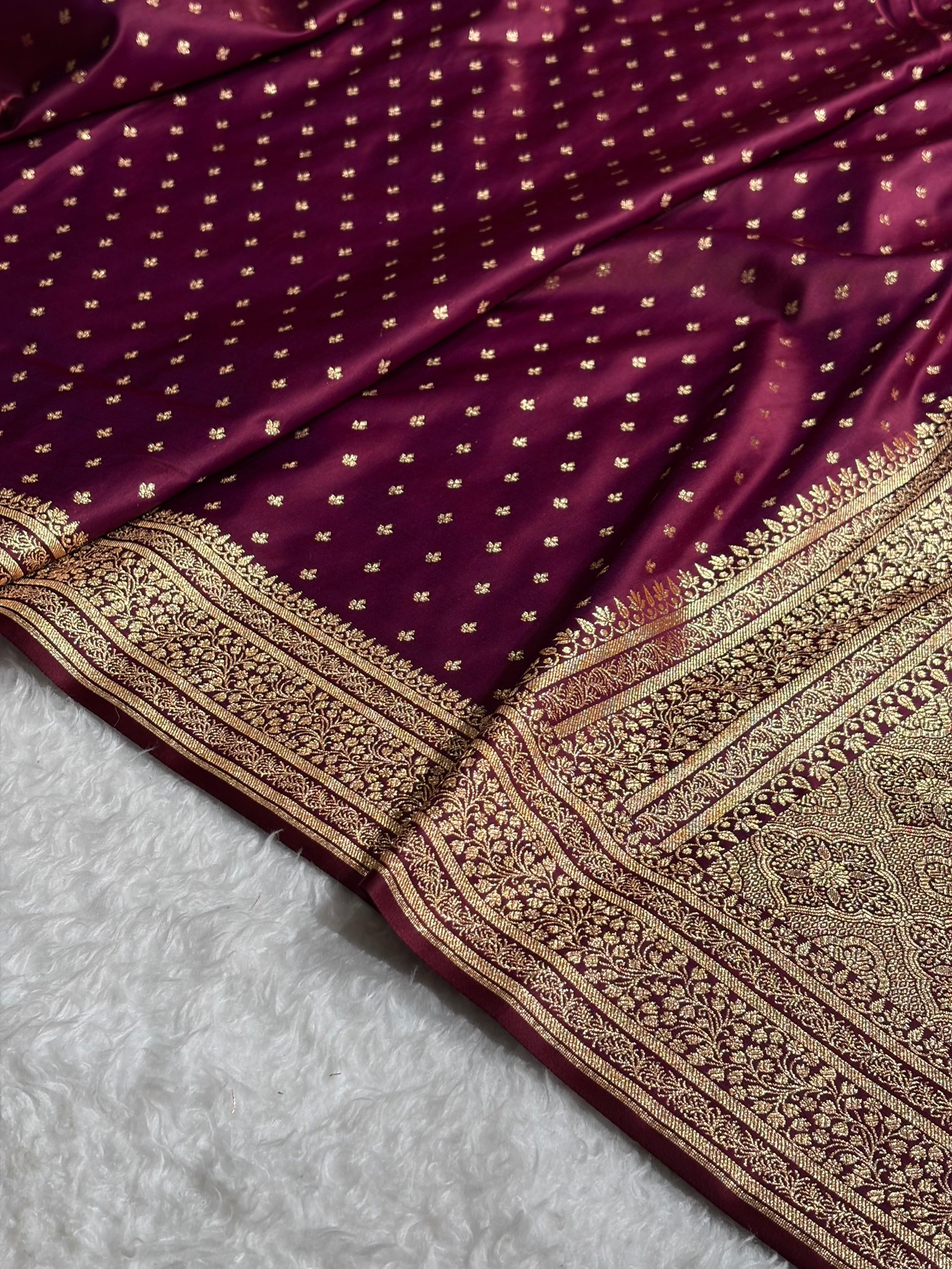 Banarasi Satin Katan Saree in Cross Wine Shades SK88