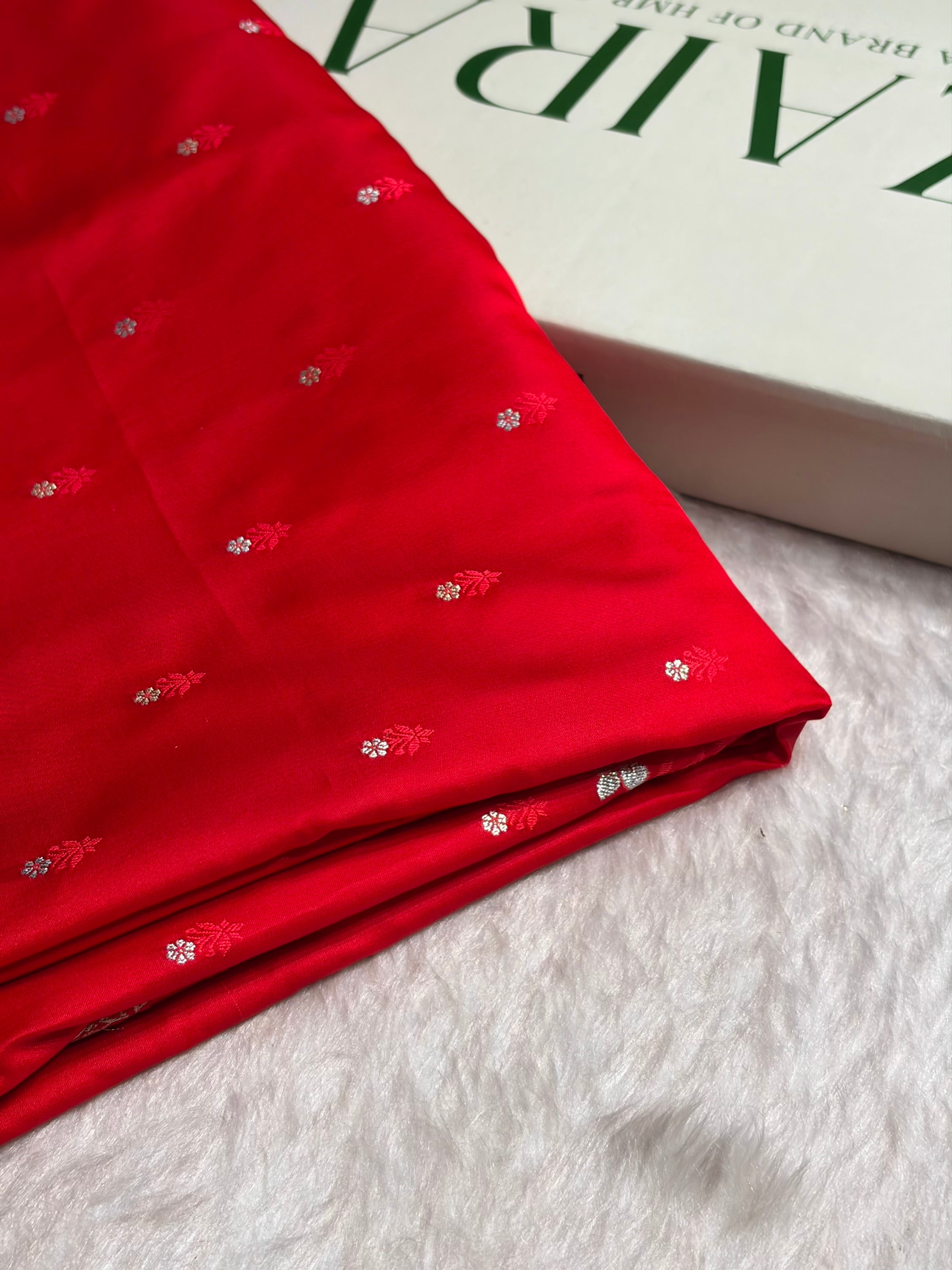 Red Floral Boota With Floral Border Mashru Silk Saree MSM 78