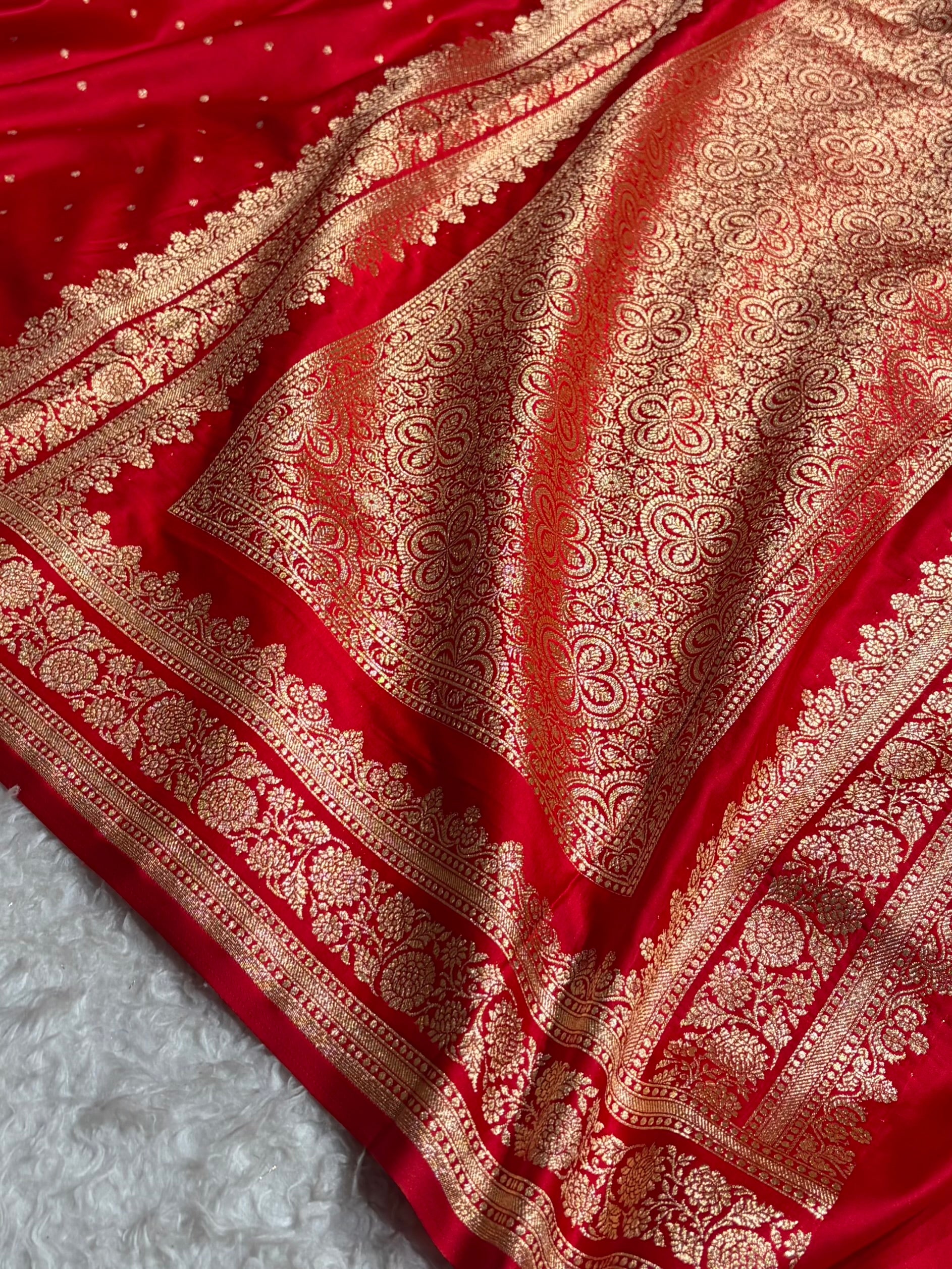 Banarasi Satin Katan Saree in Red Shades SK91