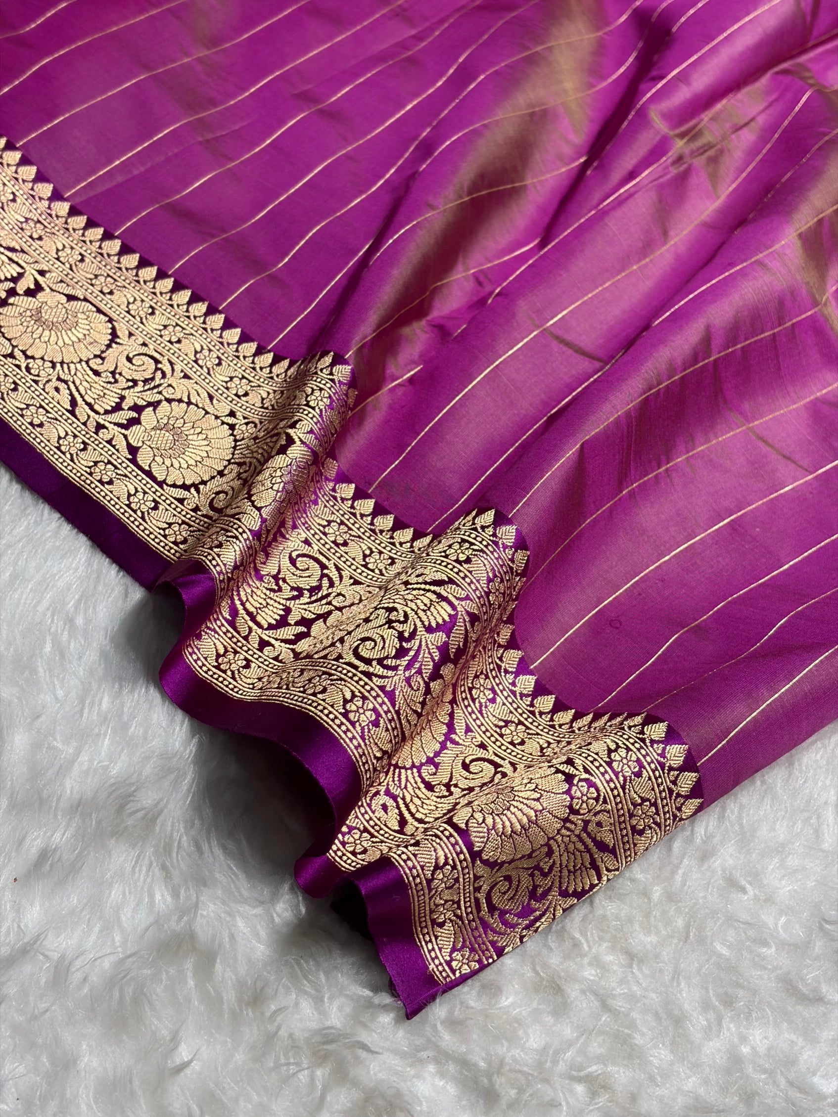 Contrast Pure Banarasi Organza Baby Pink With Wine Floral Banarasi Silk Saree PO-11