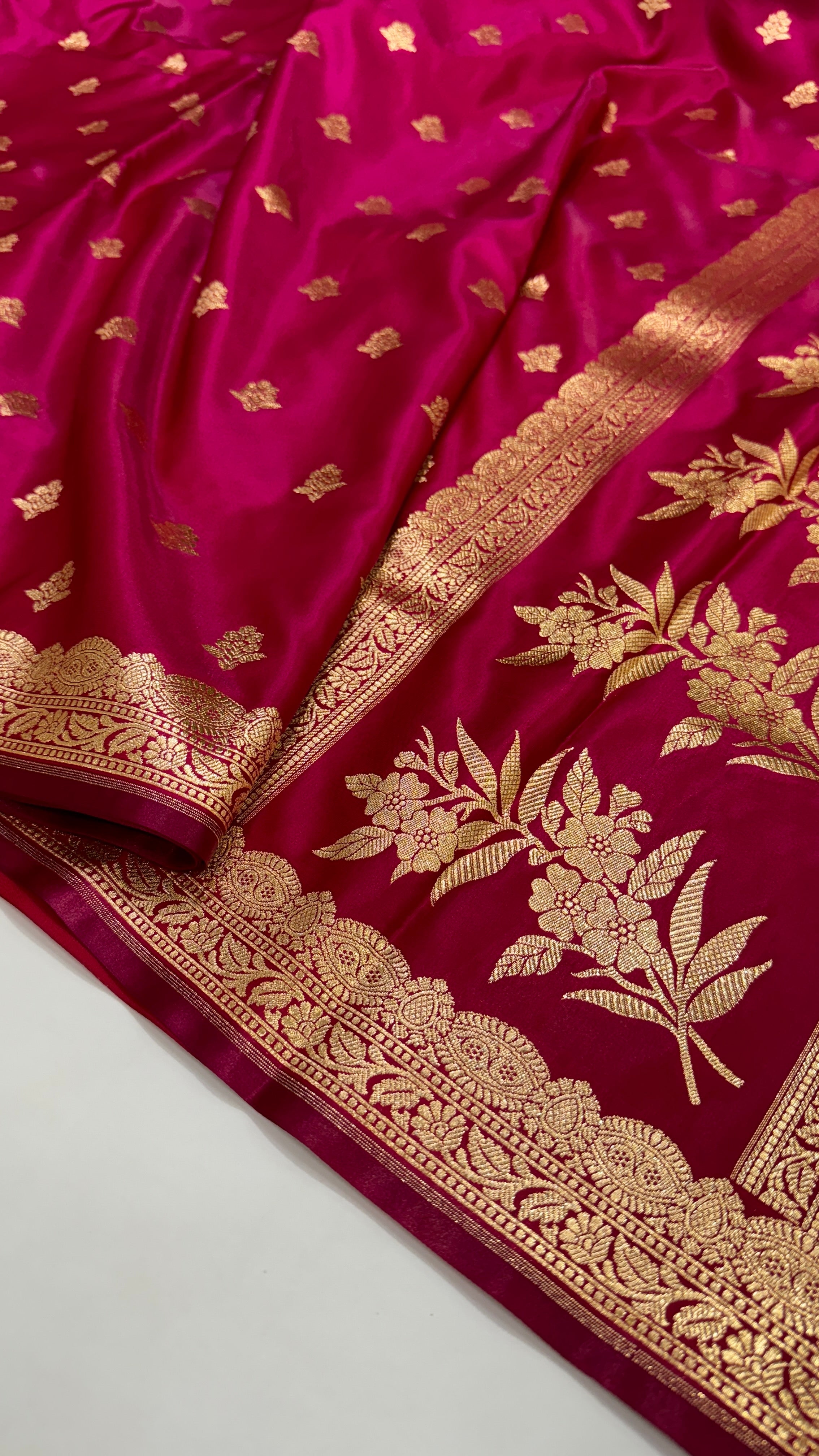 Light Wight Satin Silk Boota in Pink Shades with brocade Blouse SS07