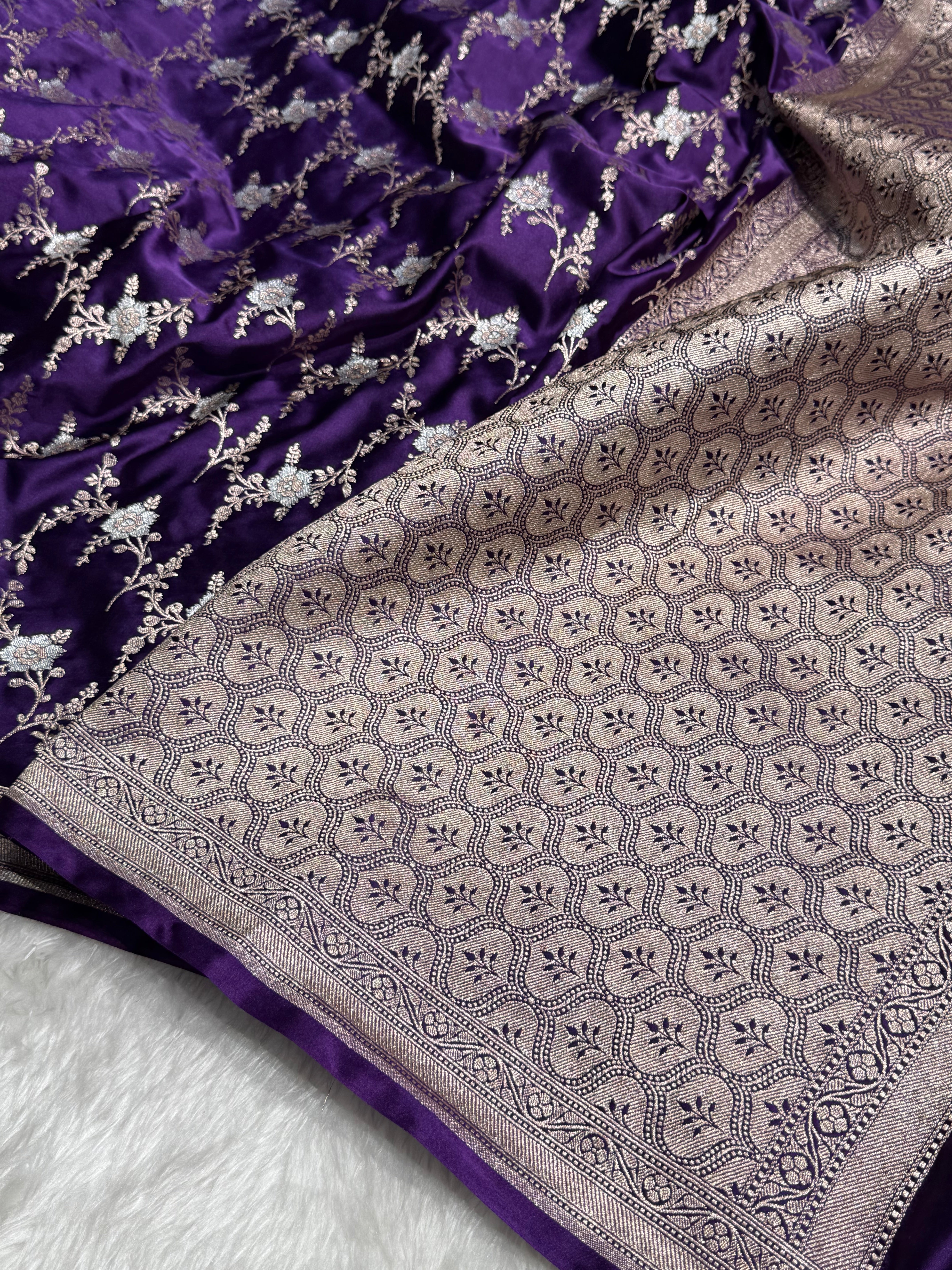 Purple Minakari Jaal Mashru Silk Saree