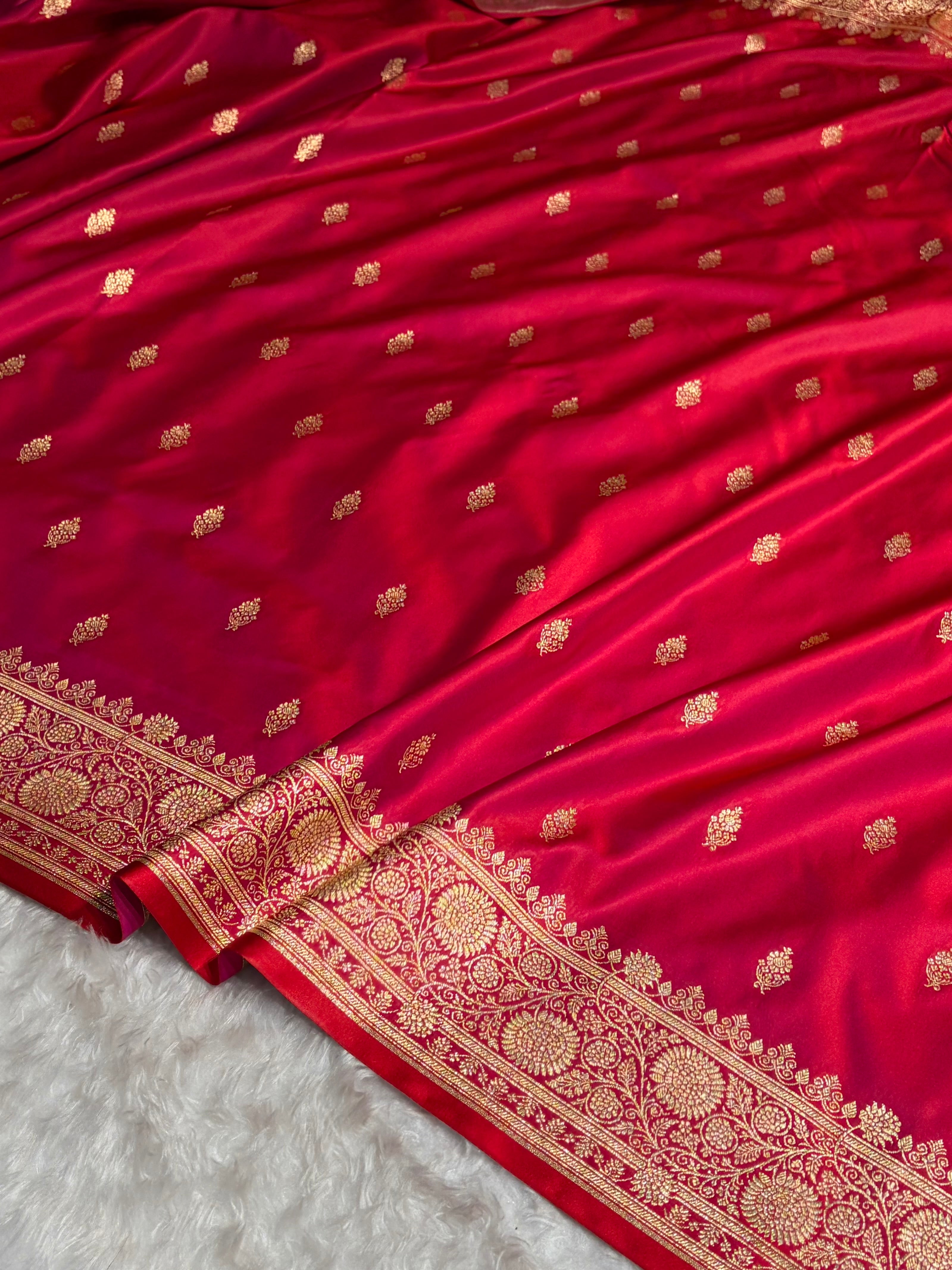 Banarasi Satin Katan Saree in Cross Red Shades SK82