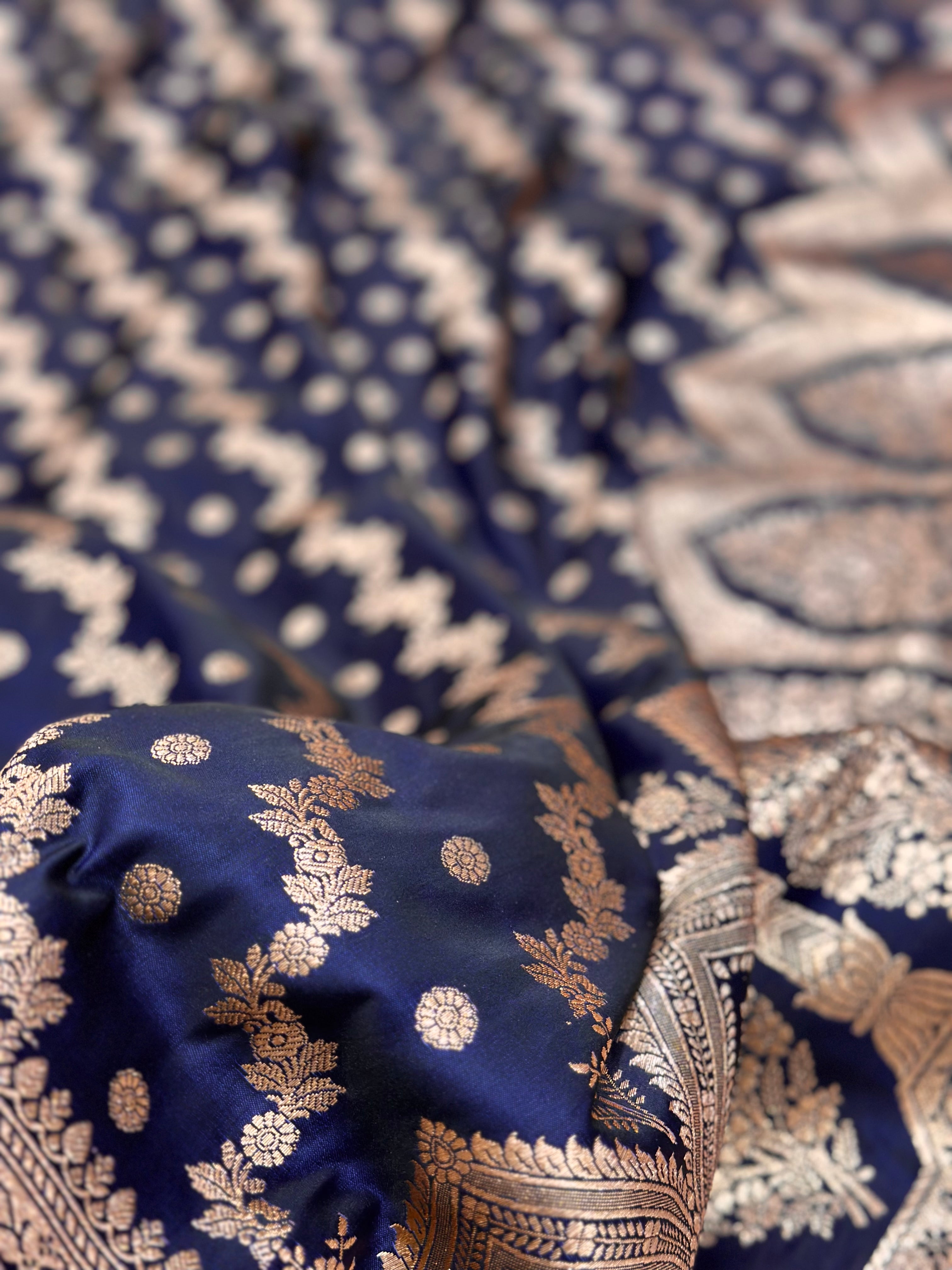 Cross Katan Silk Saree In Cross Navy Shades.