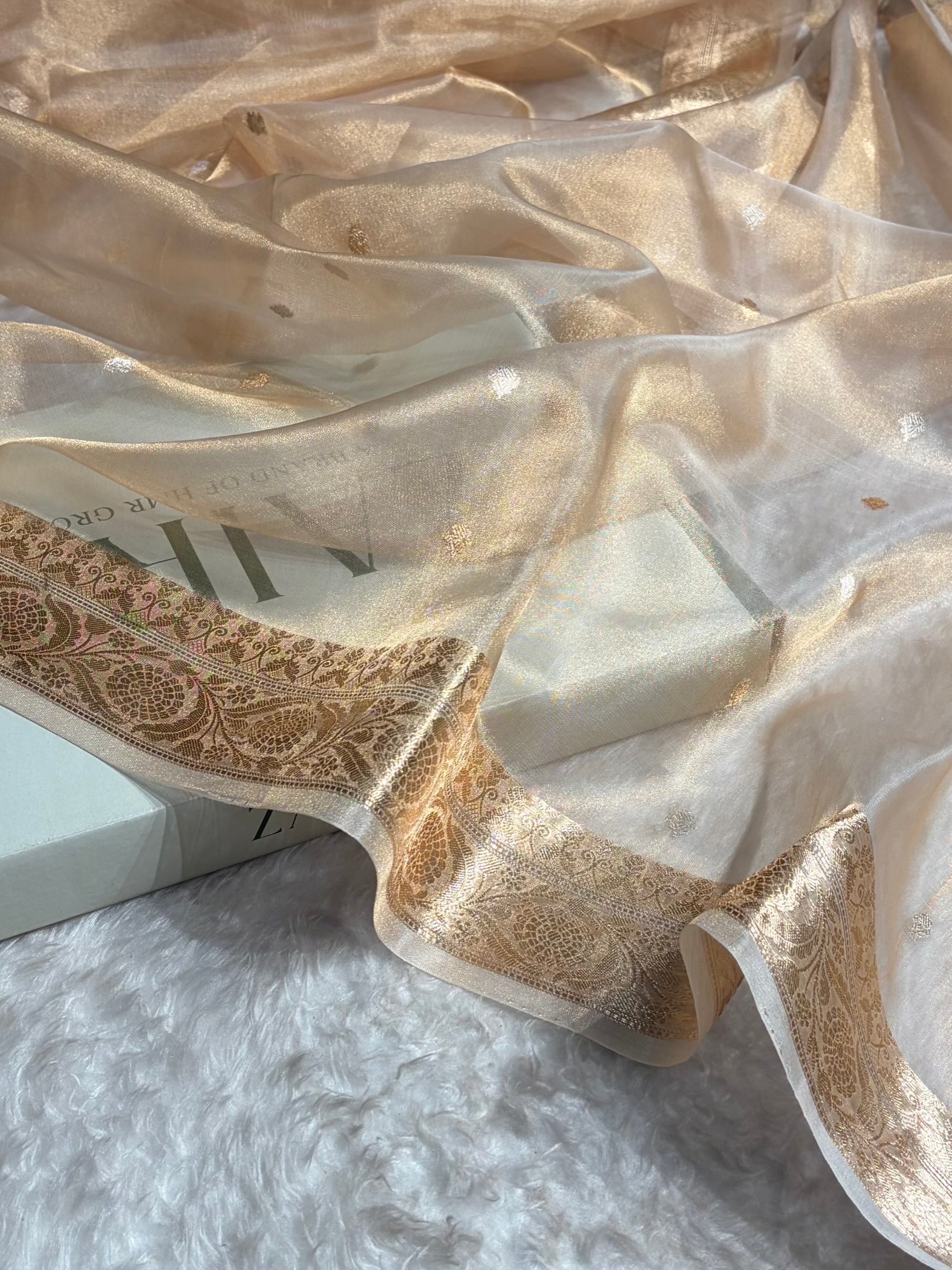 Tusser Floral Shades Pure Tissue Handloom Silk Saree PT-32