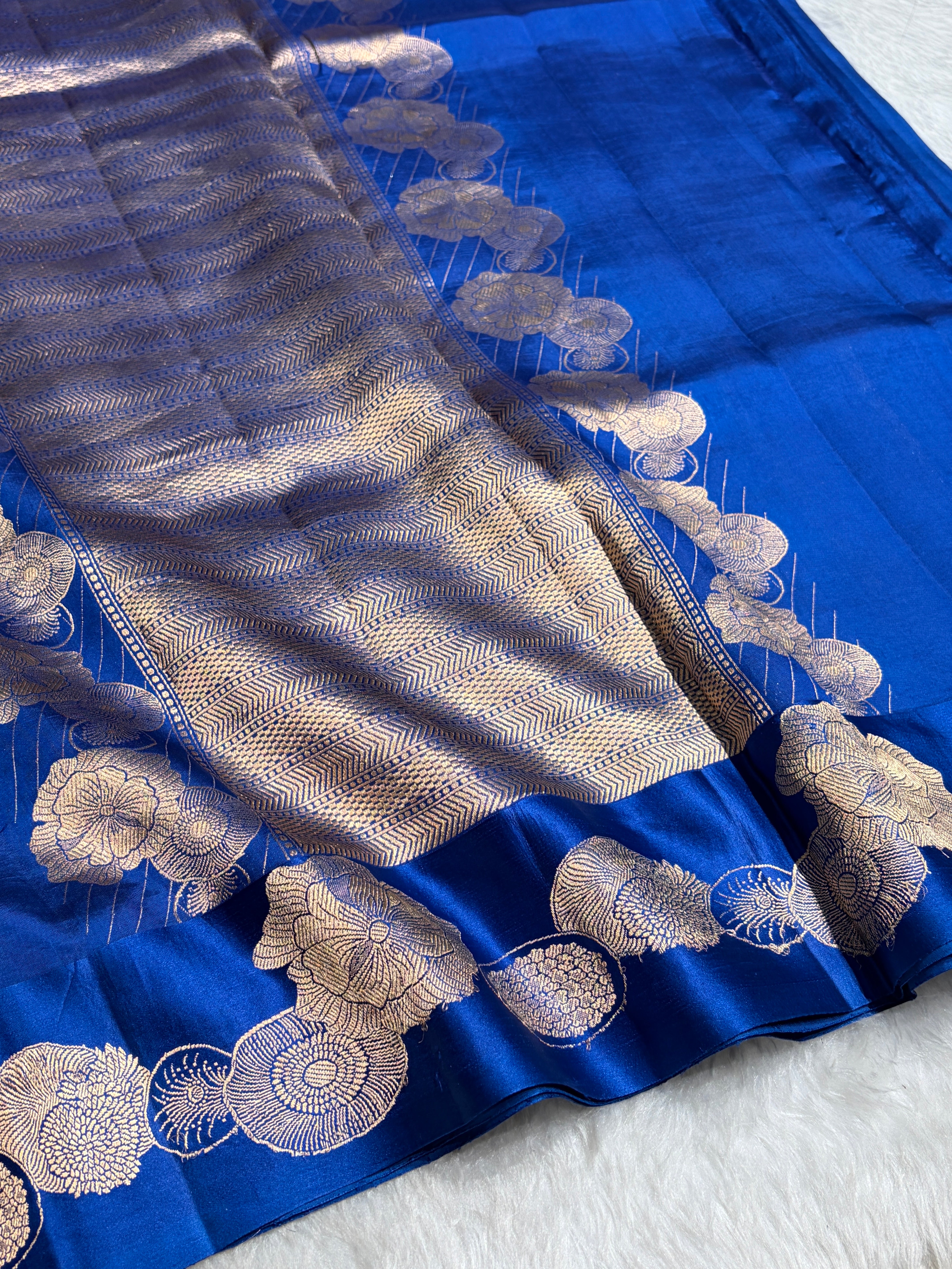 Royal Blue Shades Handwoven Pure Raw Mango Silk RM-61