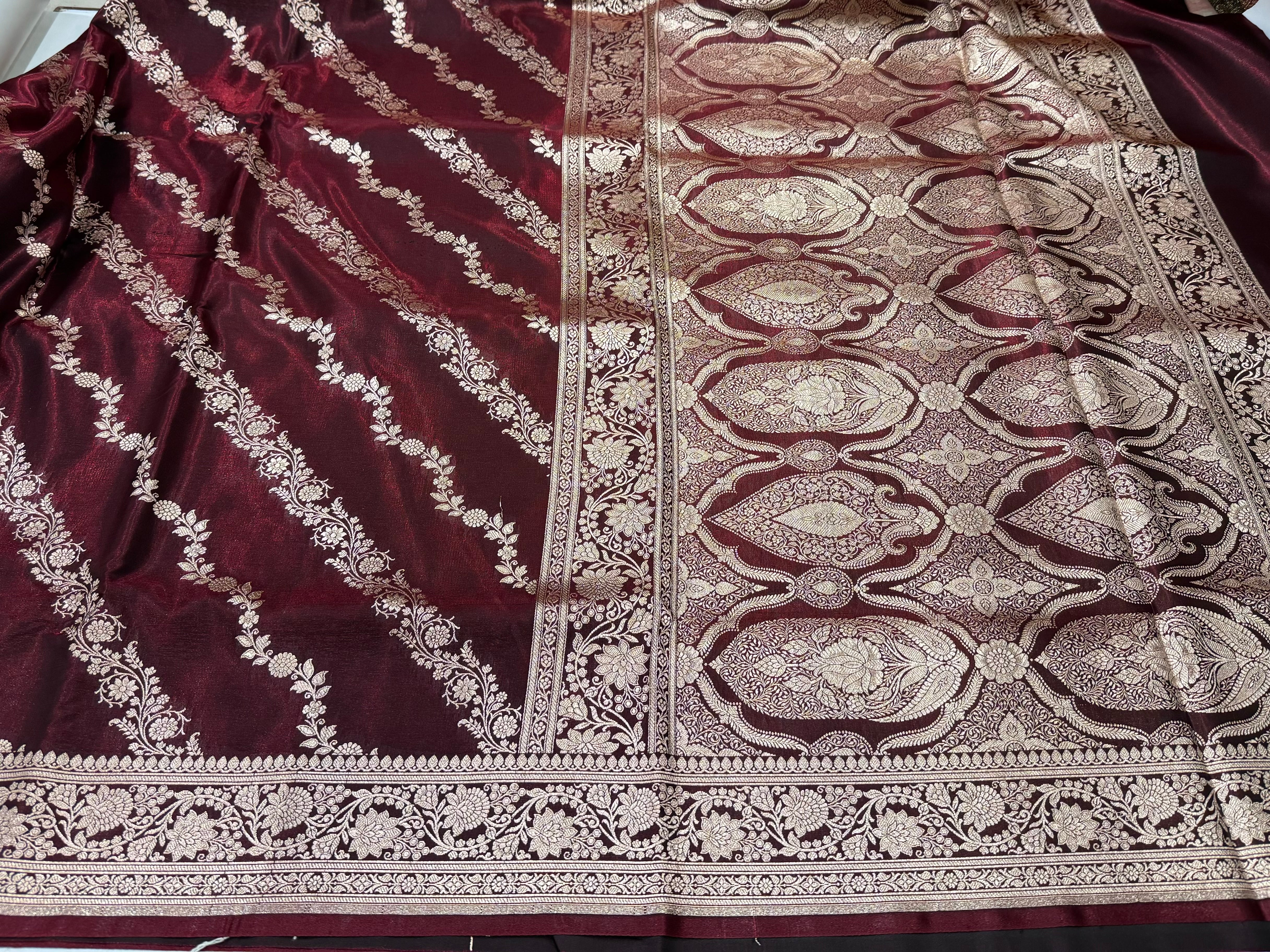 Ultra Light Weight Satin Silk Mahroon Cross SS10