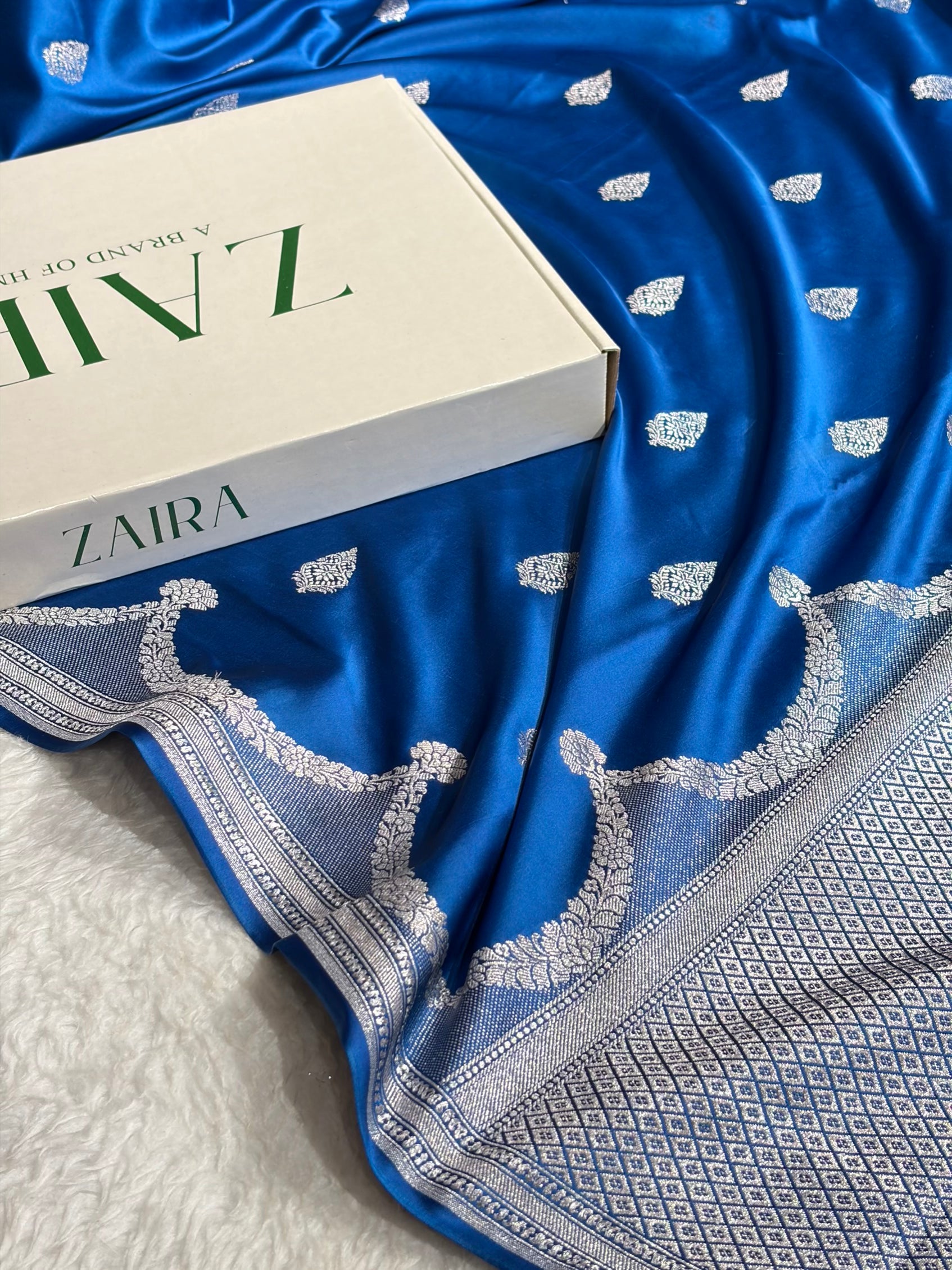 Dark Firozi Shades Scallop Mashru Silk Saree MS20