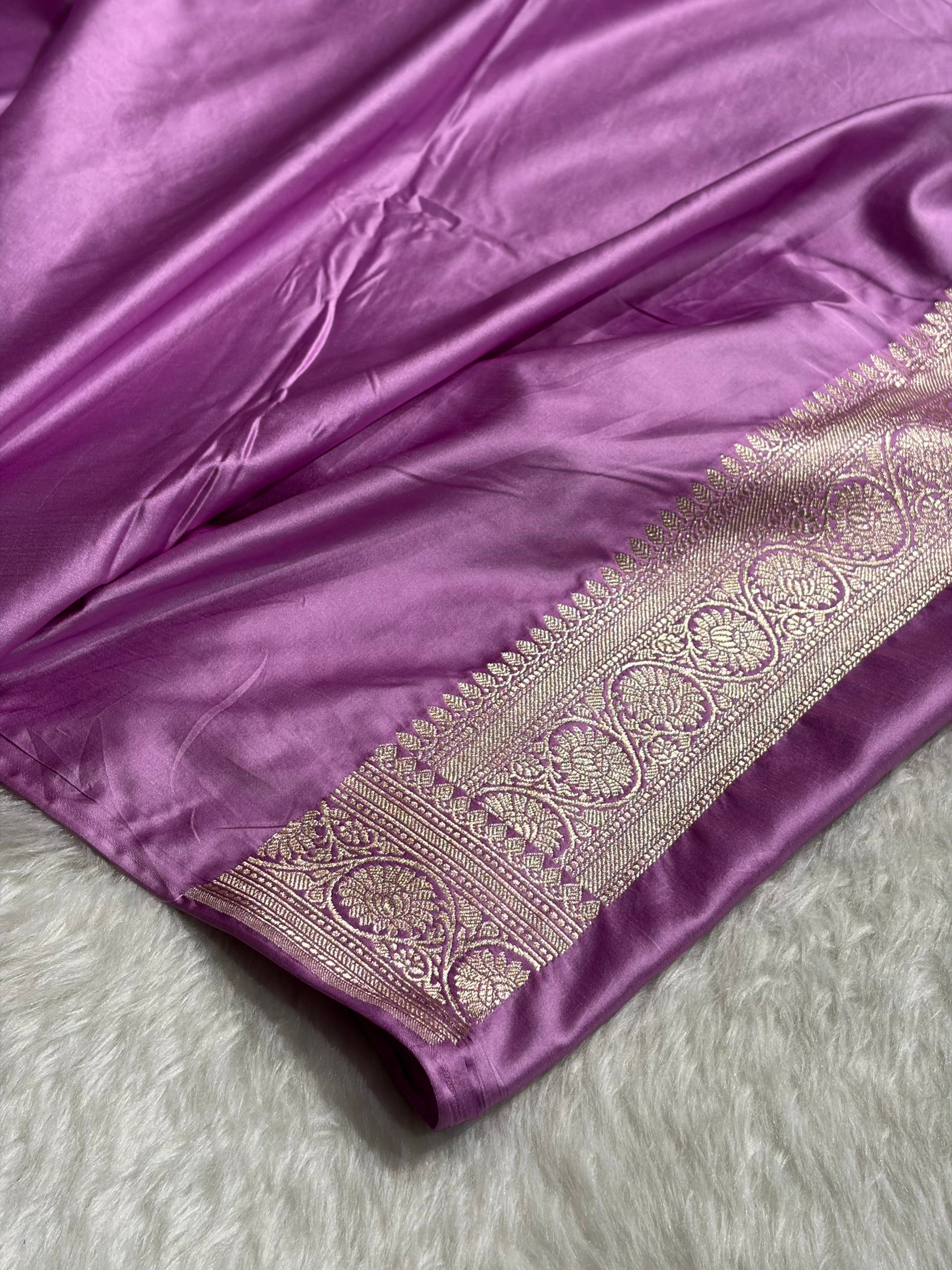 Lavender Rangkat Banarasi Cross Mashru Silk Saree MSRK01