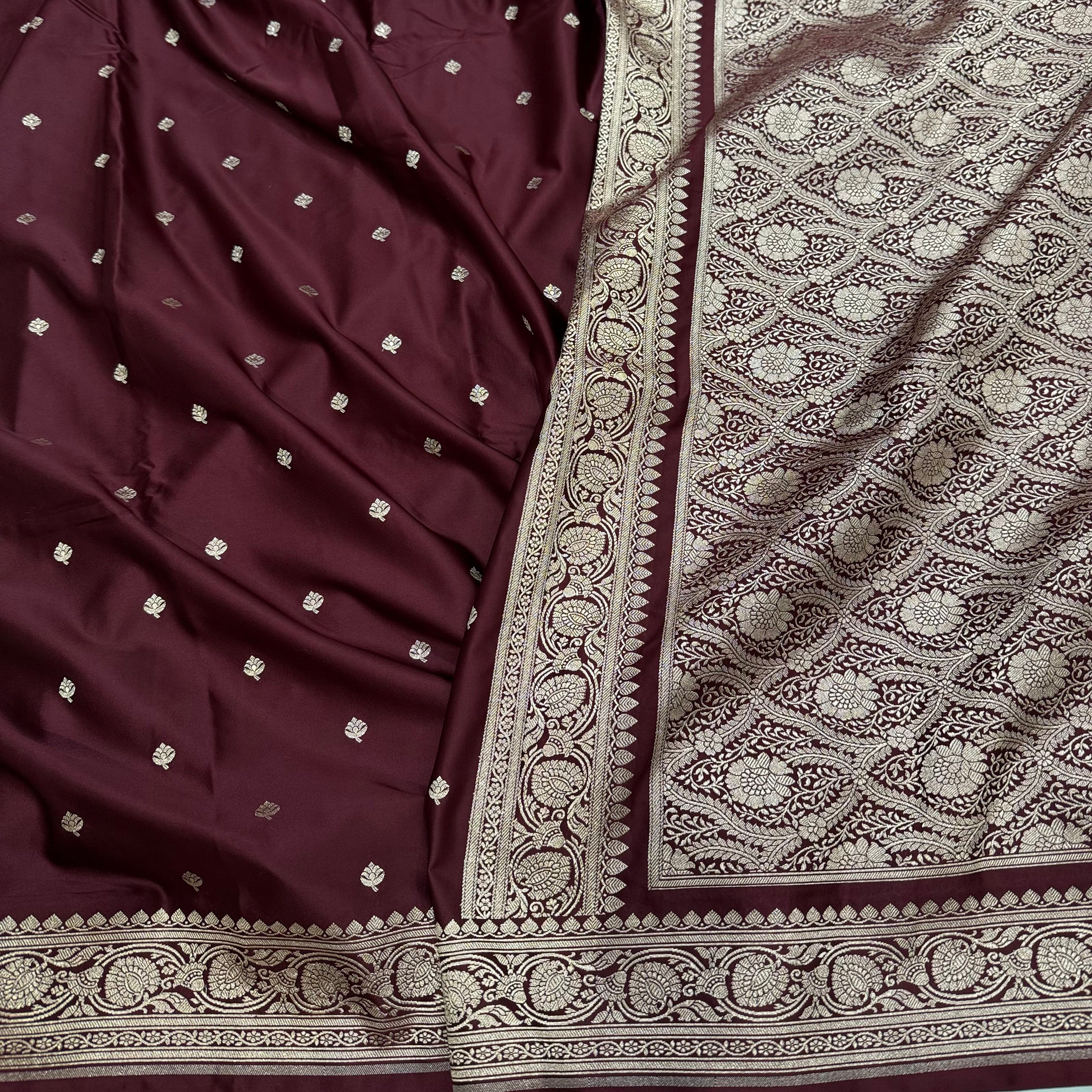 Garnet wine Mashru Silk Booti