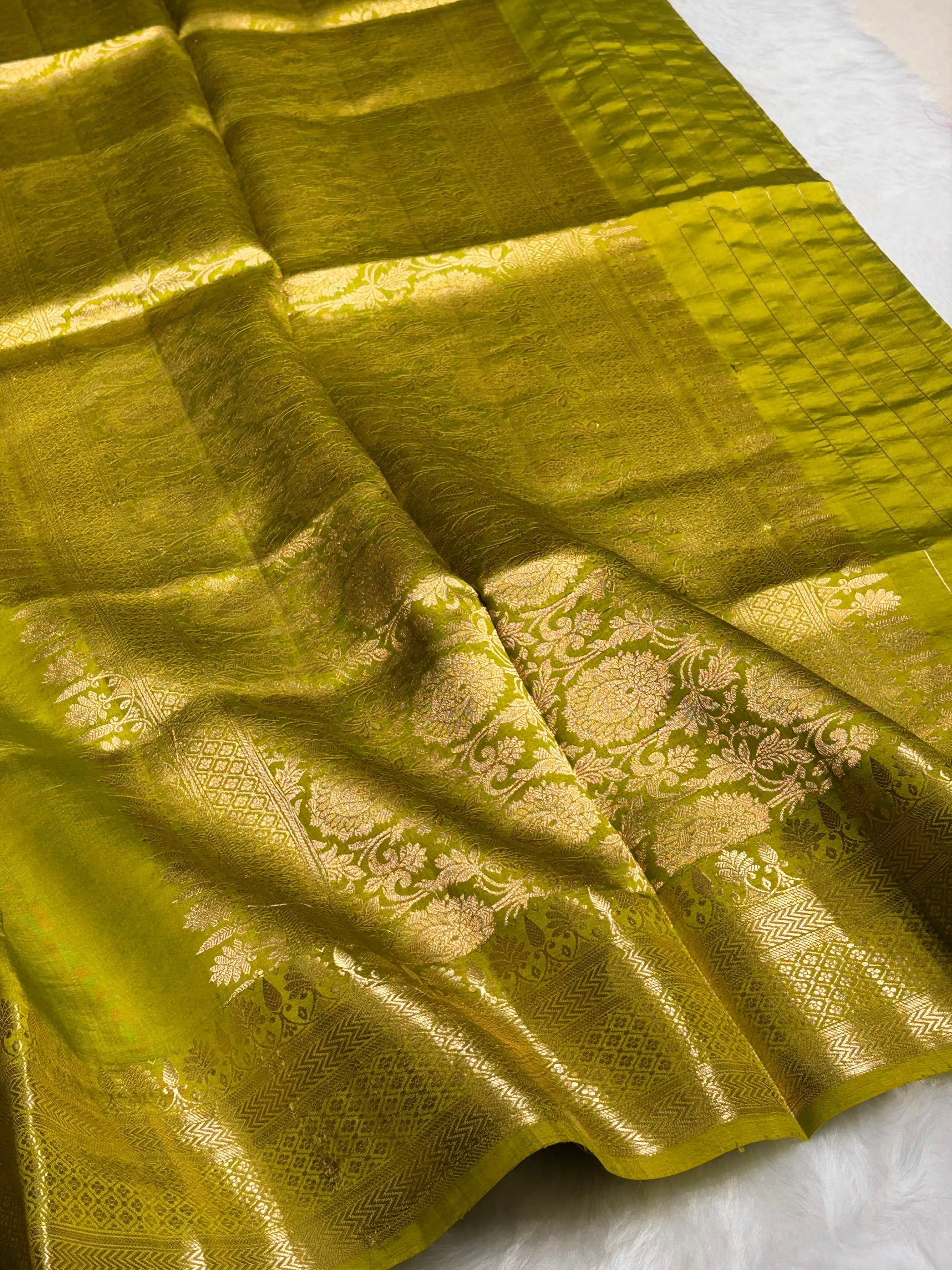 Liril Mehendi Shades Handwoven Pure Raw Mango Silk RM-47
