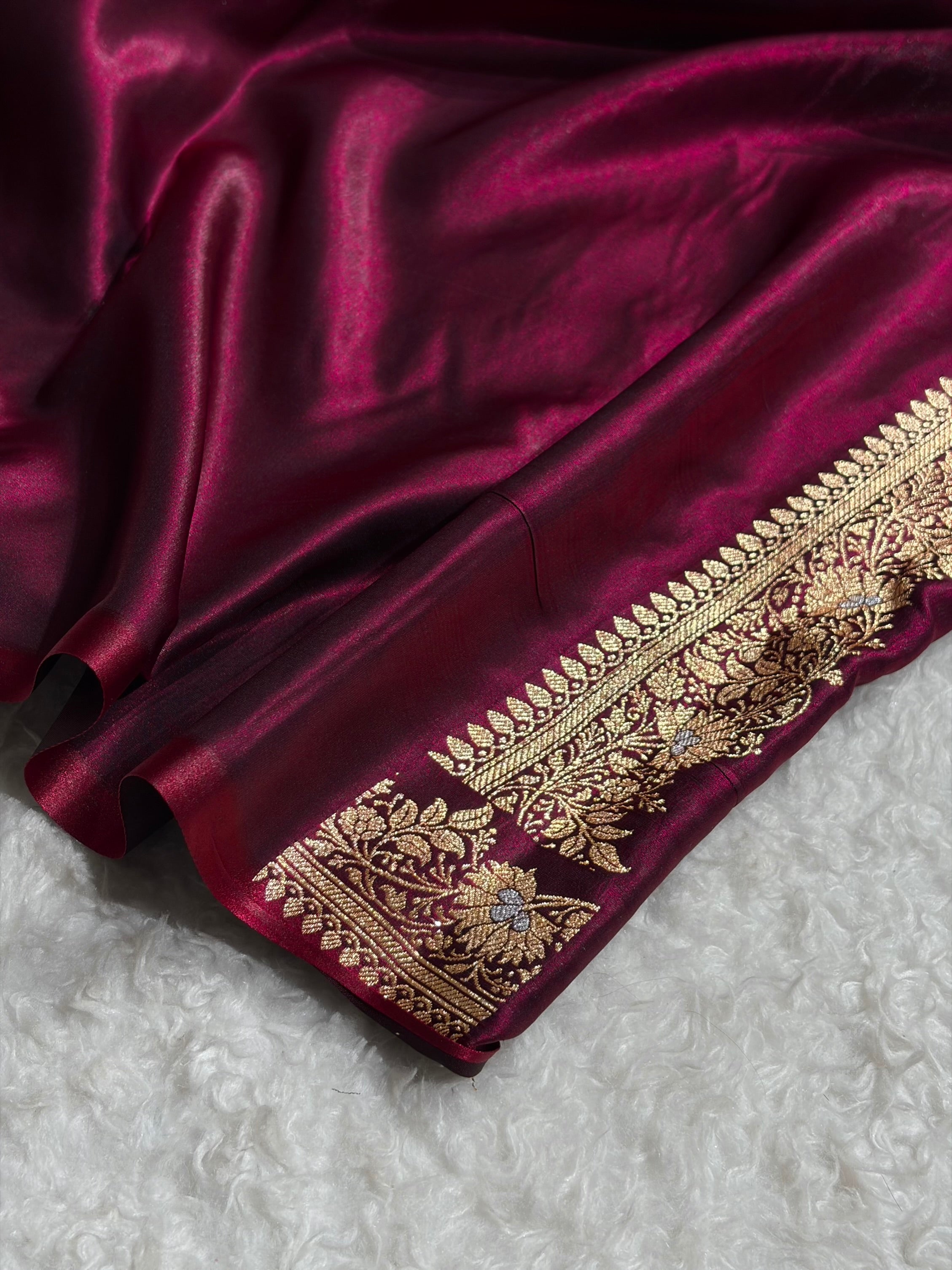 Banarasi Satin Silk Meena Boota in Wine Shades SS38