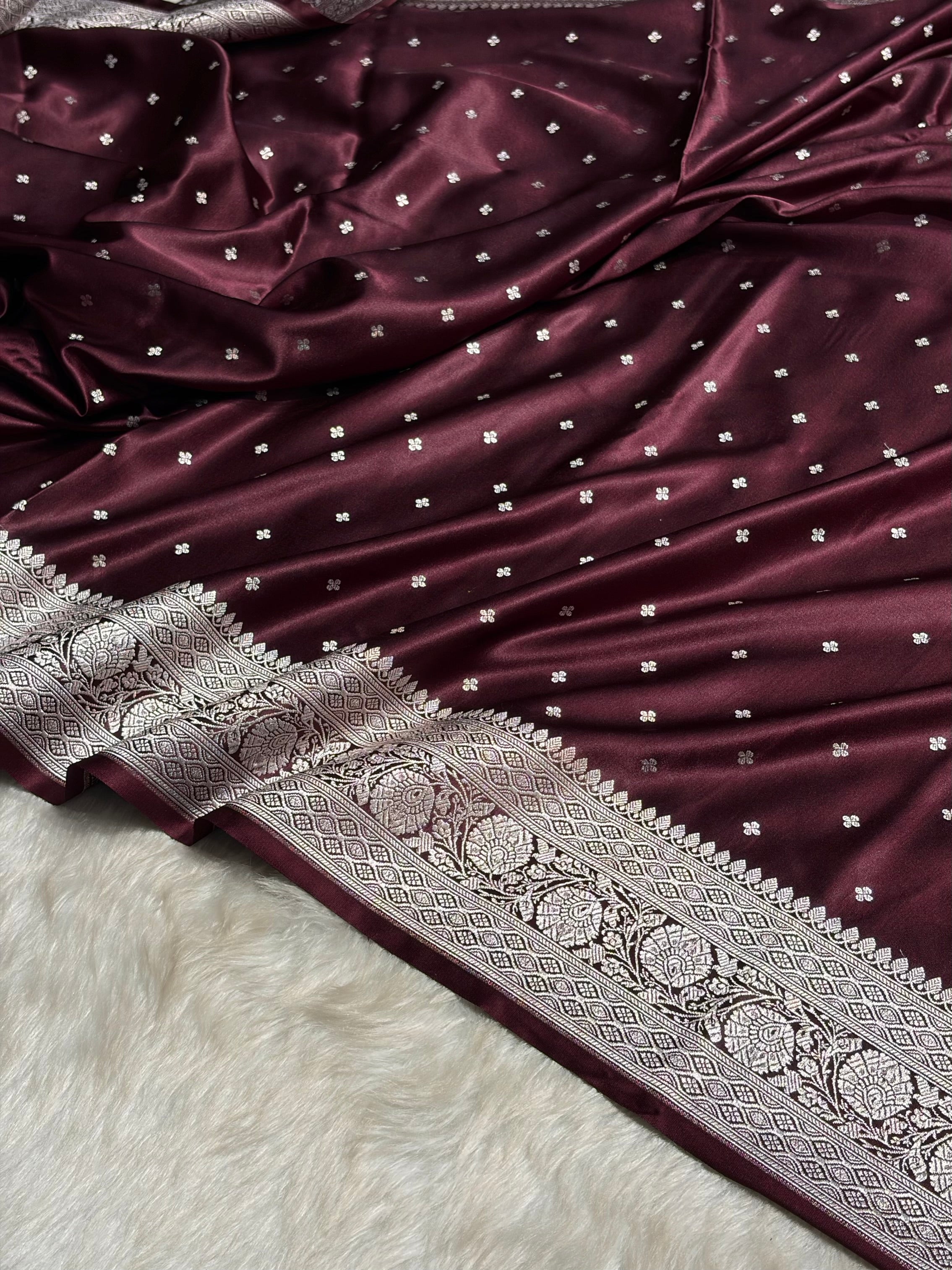 Garnet Shade Booti Mashru Silk Saree MS38