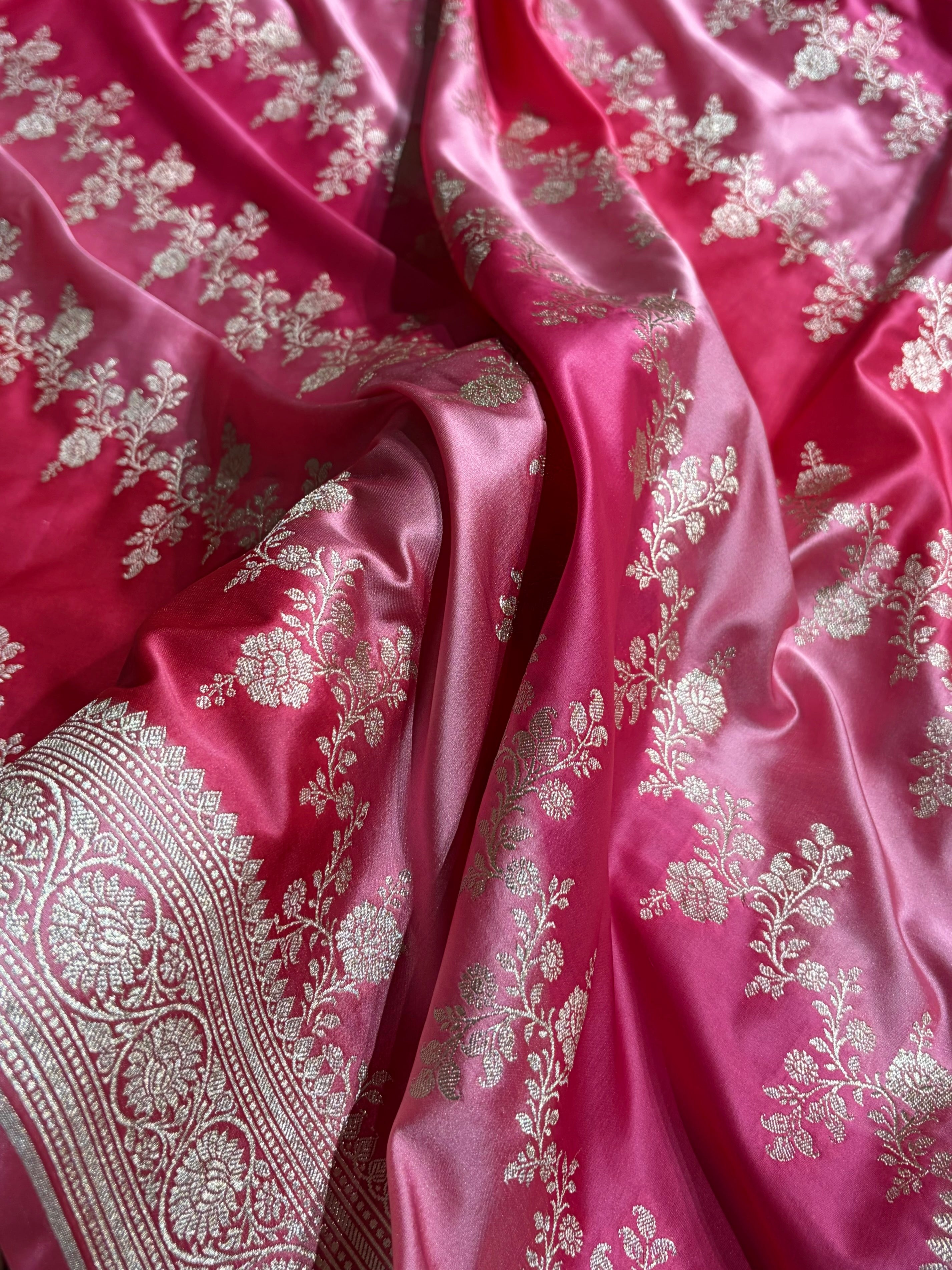 Baby Pink Rangkat Banarasi Cross Mashru Silk Saree MSRK01