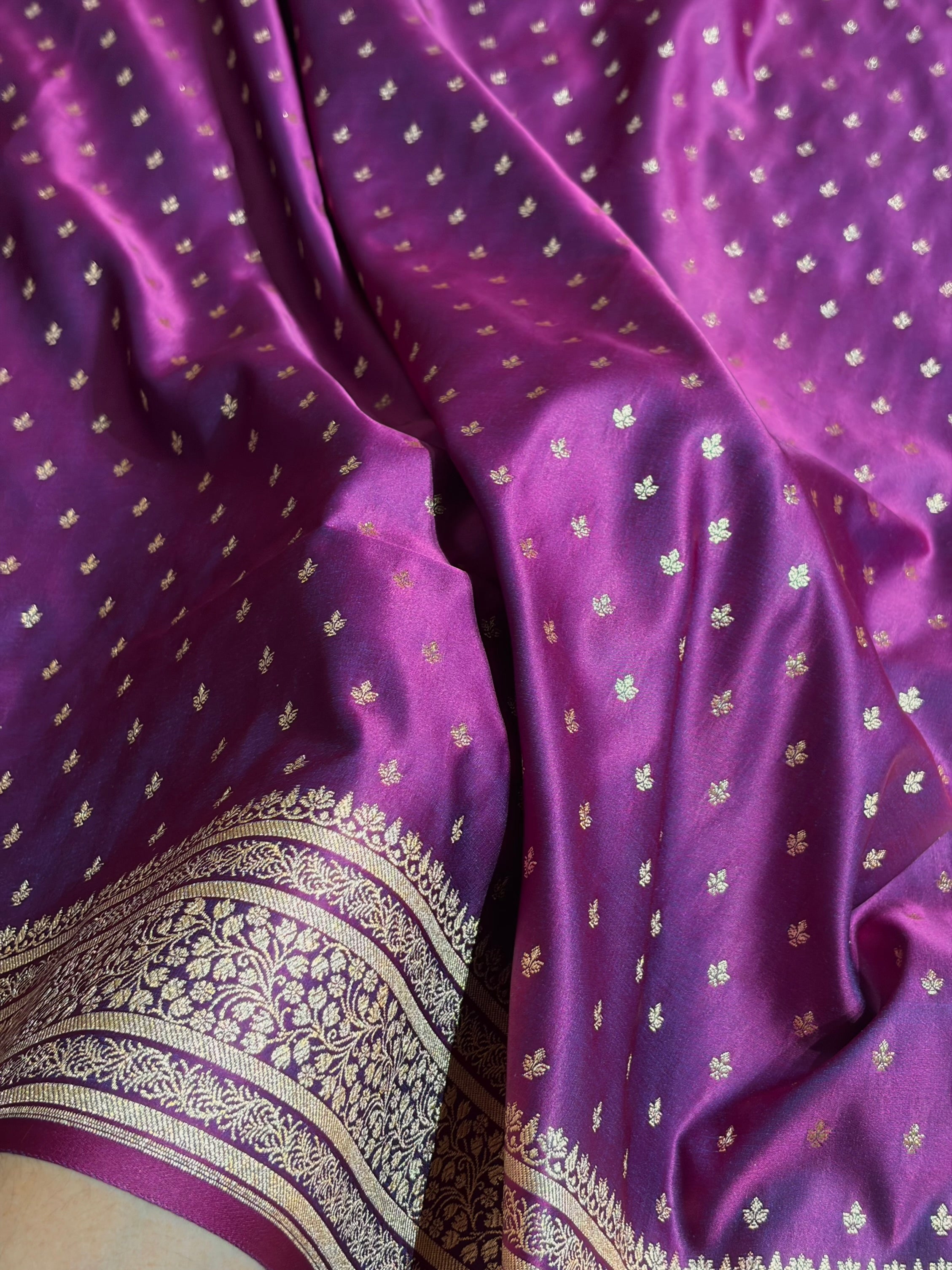 Banarasi Satin Katan Saree in Cross Wine Shades SK88