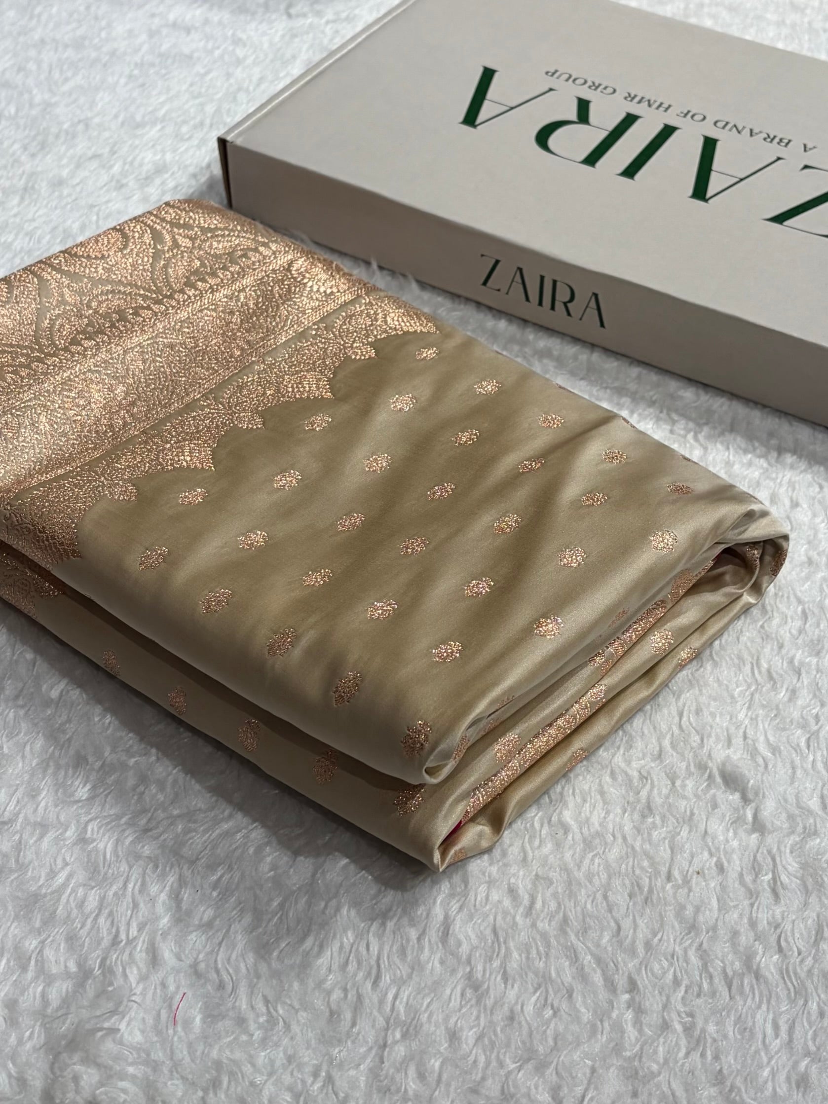 Light Beige Shades Booti Katan Silk Saree SK07