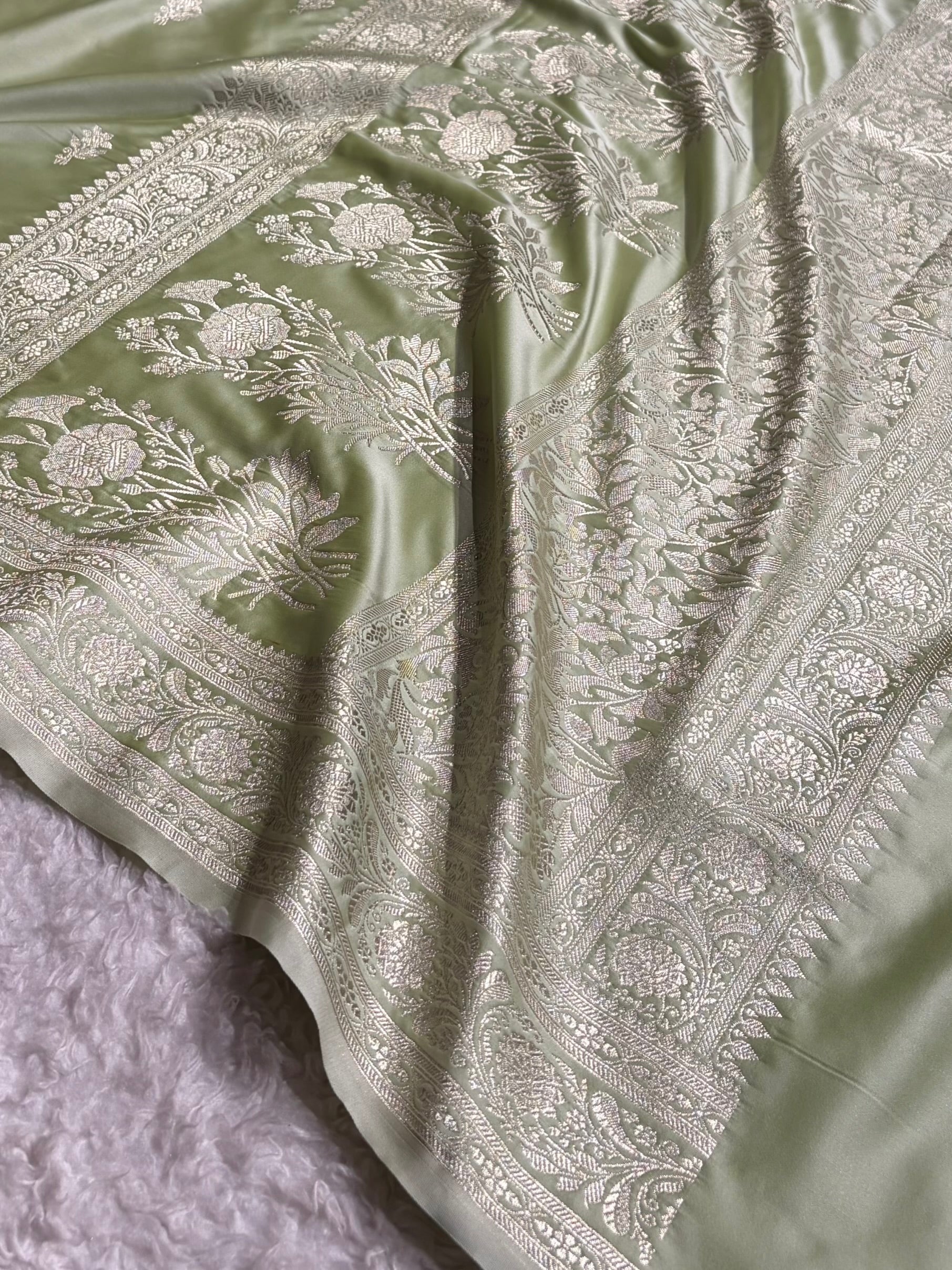 Tusser Shades Banarasi Boota Pattern Floral Mashru Silk Saree MSM-120