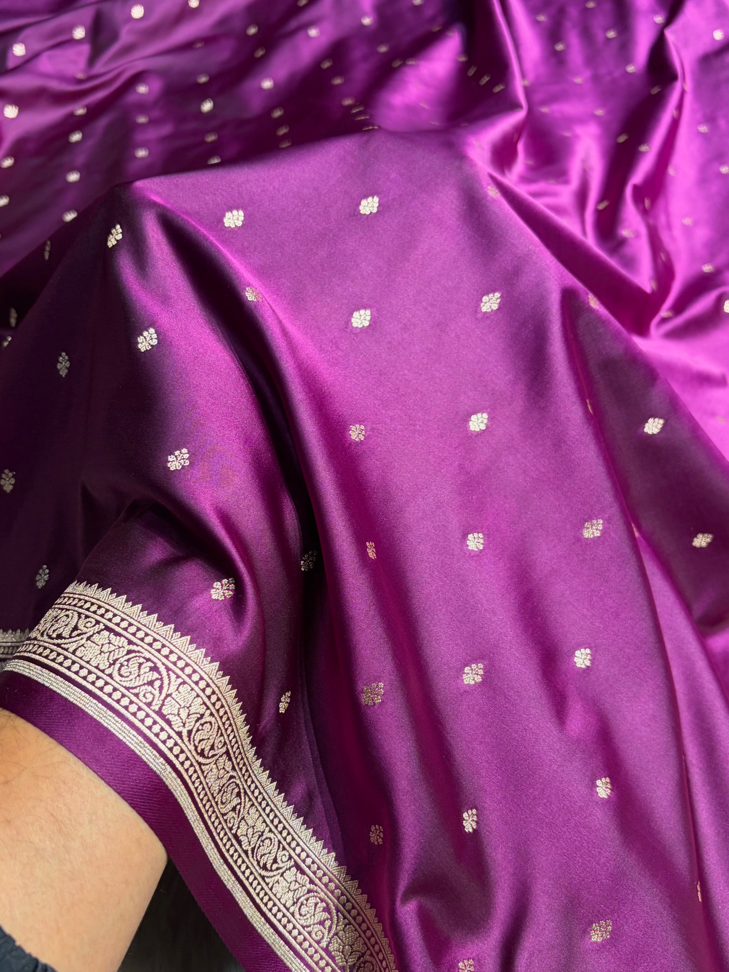 Premium Banarasi Satin Katan Saree in Wine Shades SK90