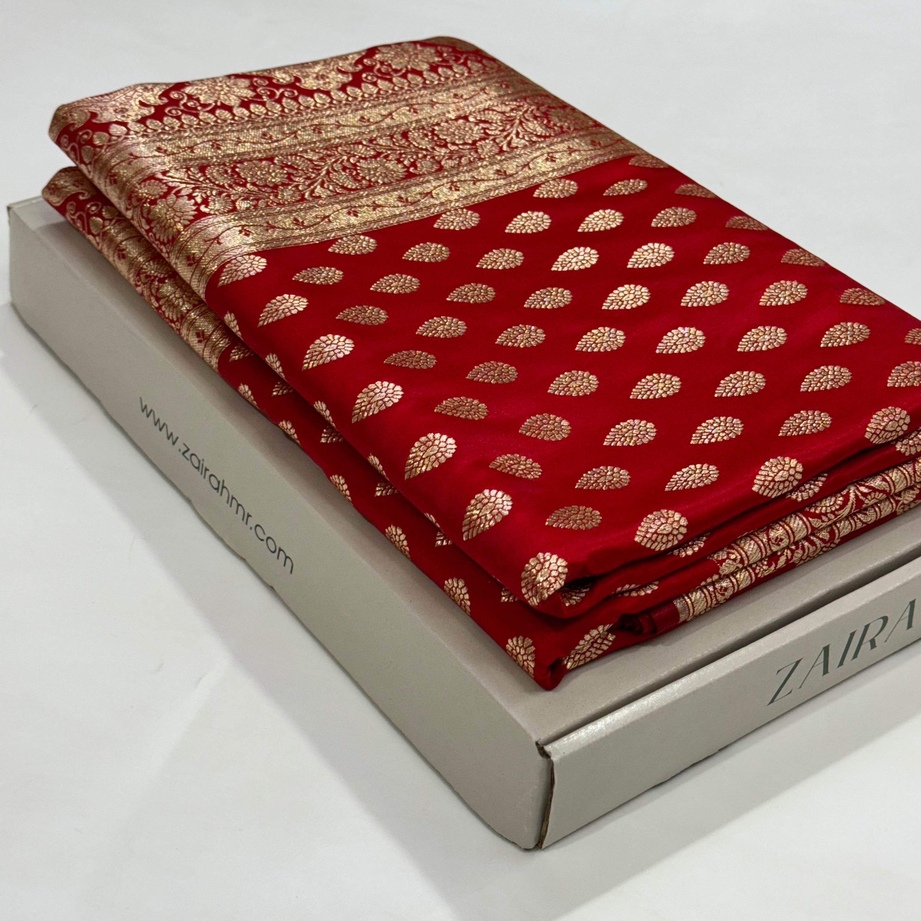 Light Weight Satin Silk booti in Red Shades SS02