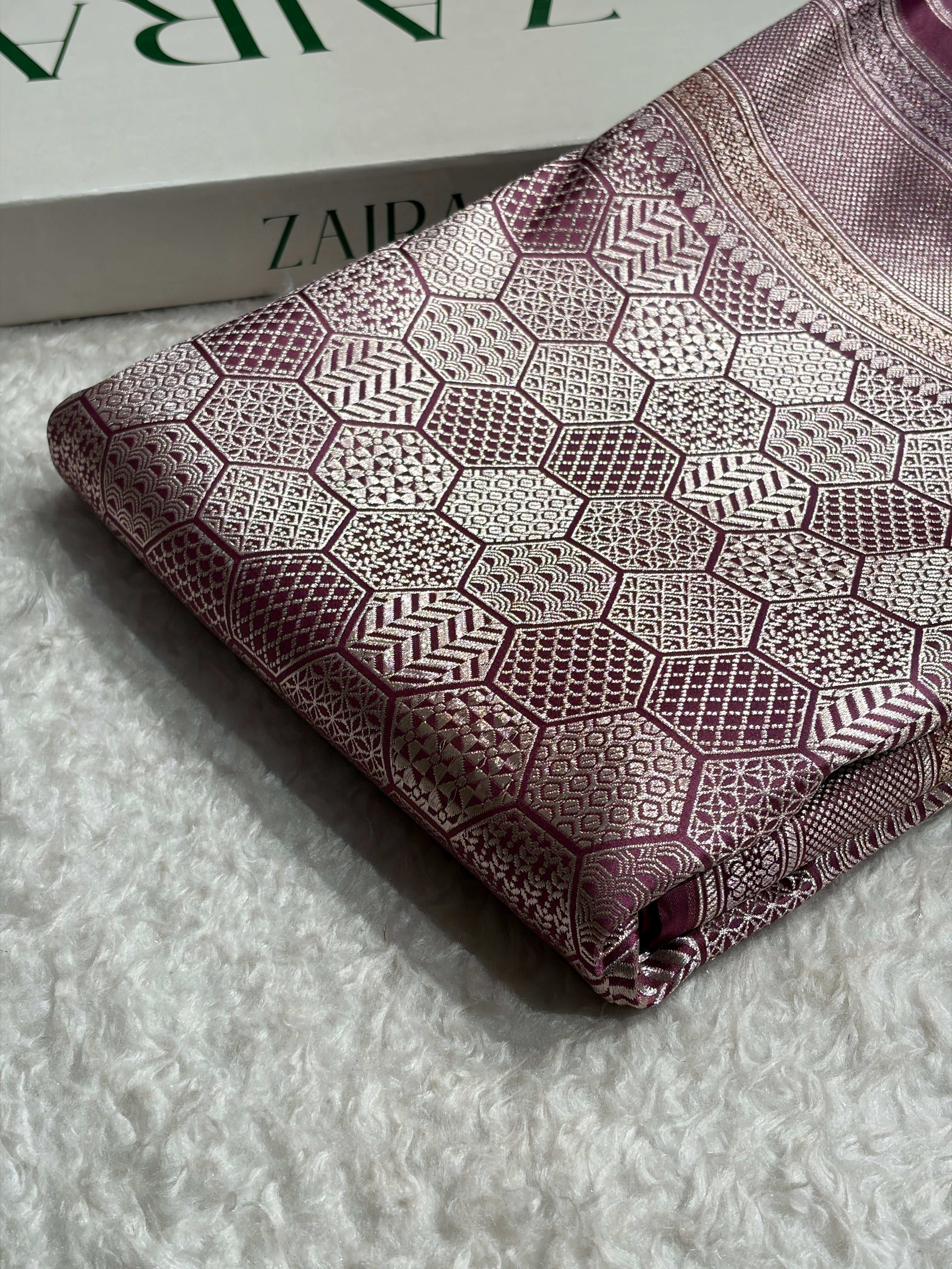 Mauve Shades Minakari Brocade Mashru Silk Saree MS85