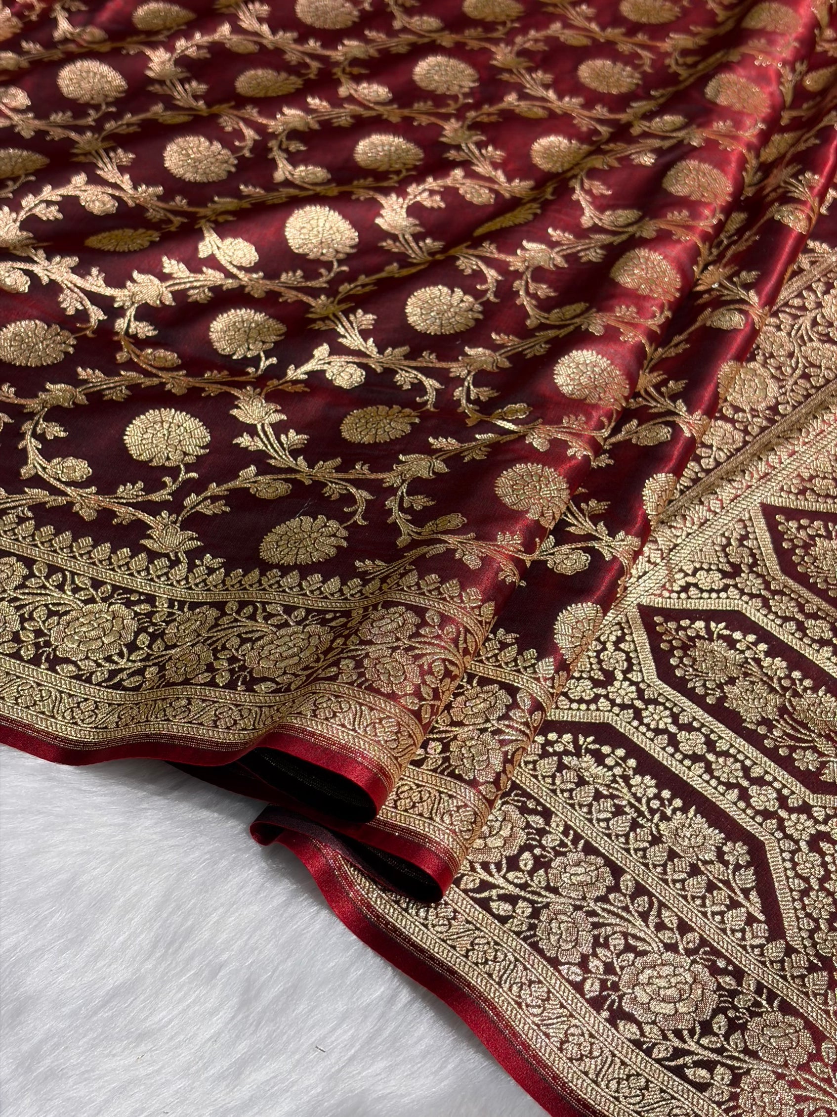 Light Weight Maroon shades Satin Silk Saree SS15