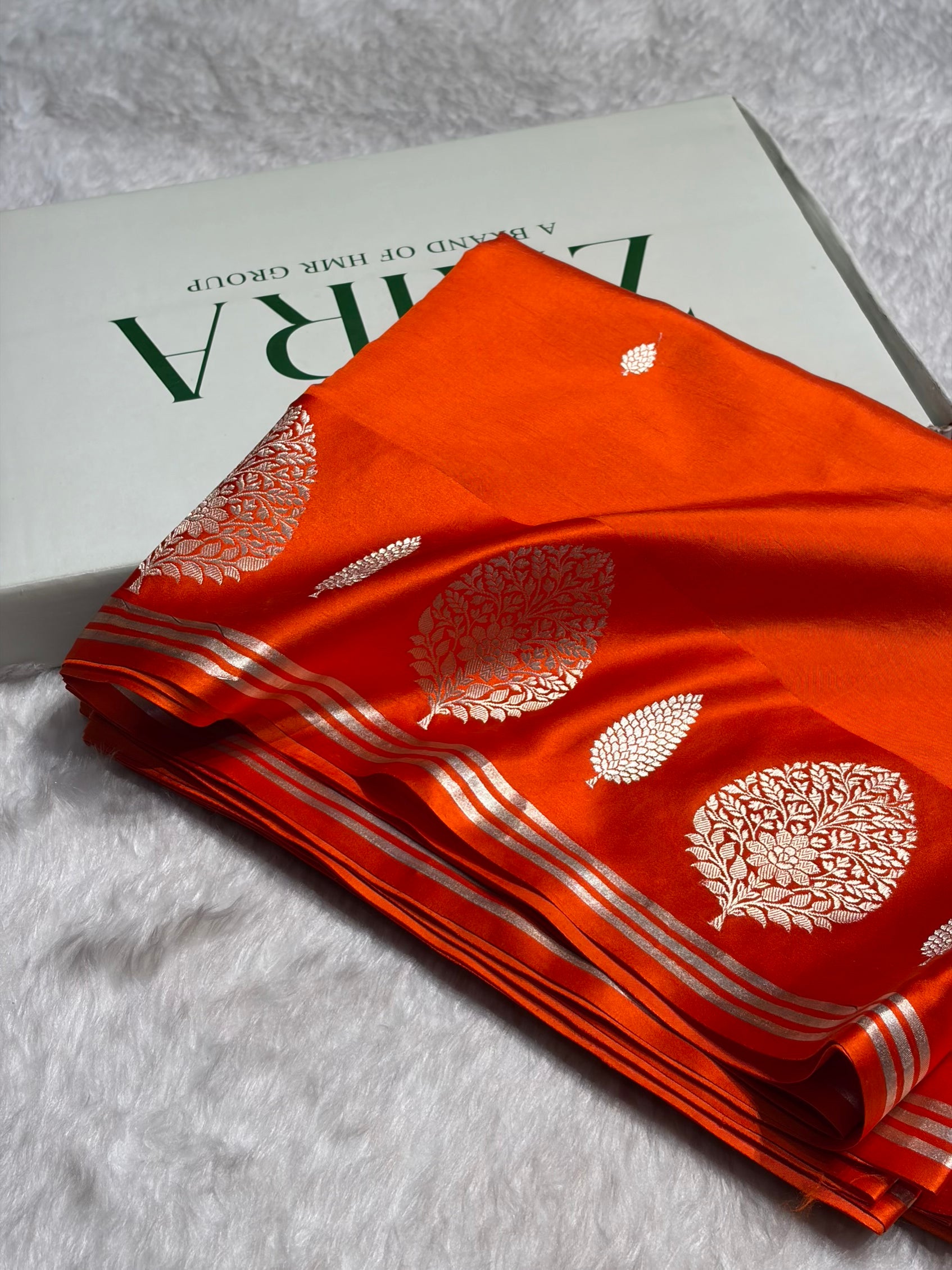 Orange Shades Handwoven Pure Paper Katan Silk RM-64