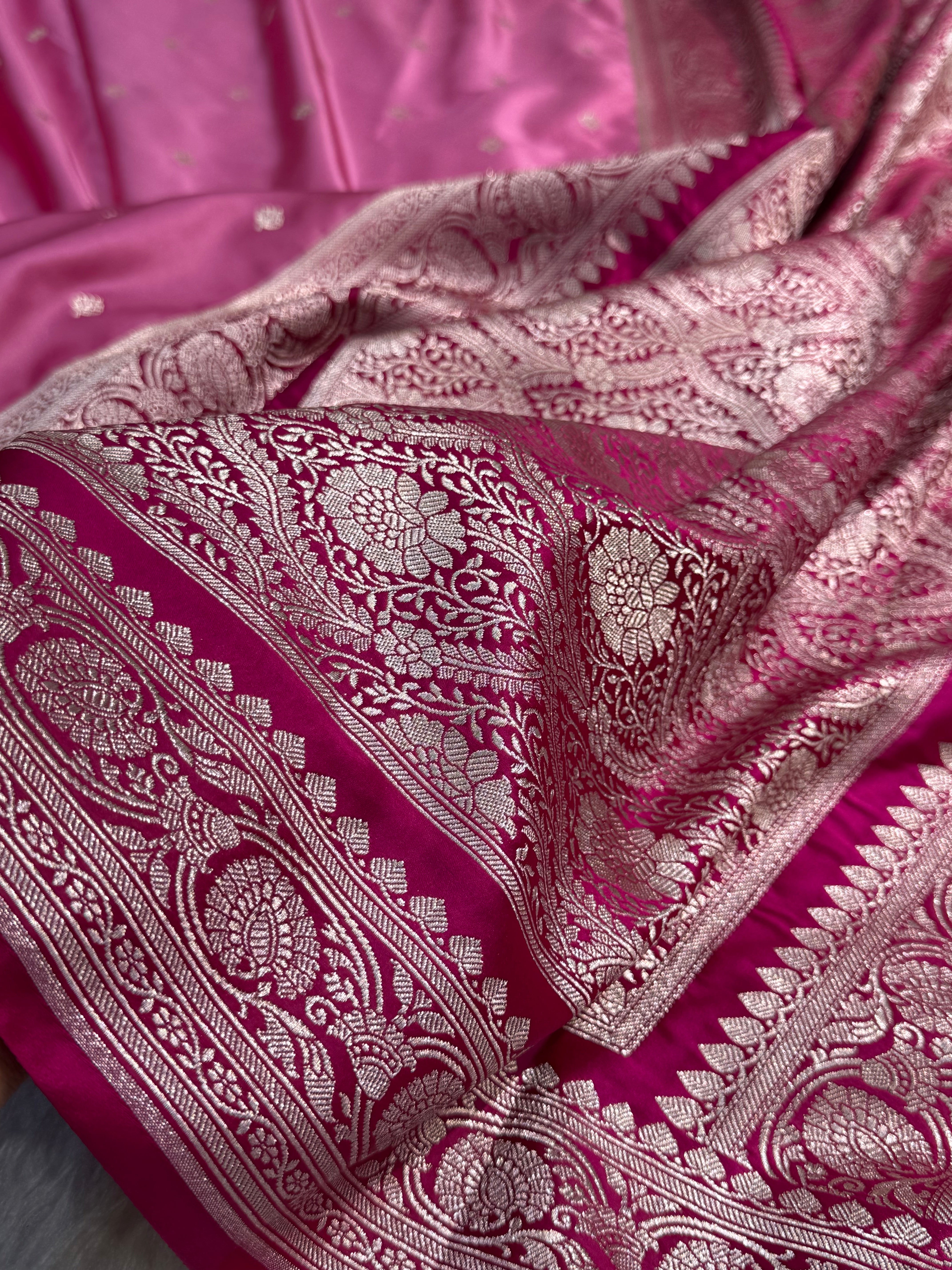 Banarasi Booti Motif In Baby Pink Mashru Silk Saree